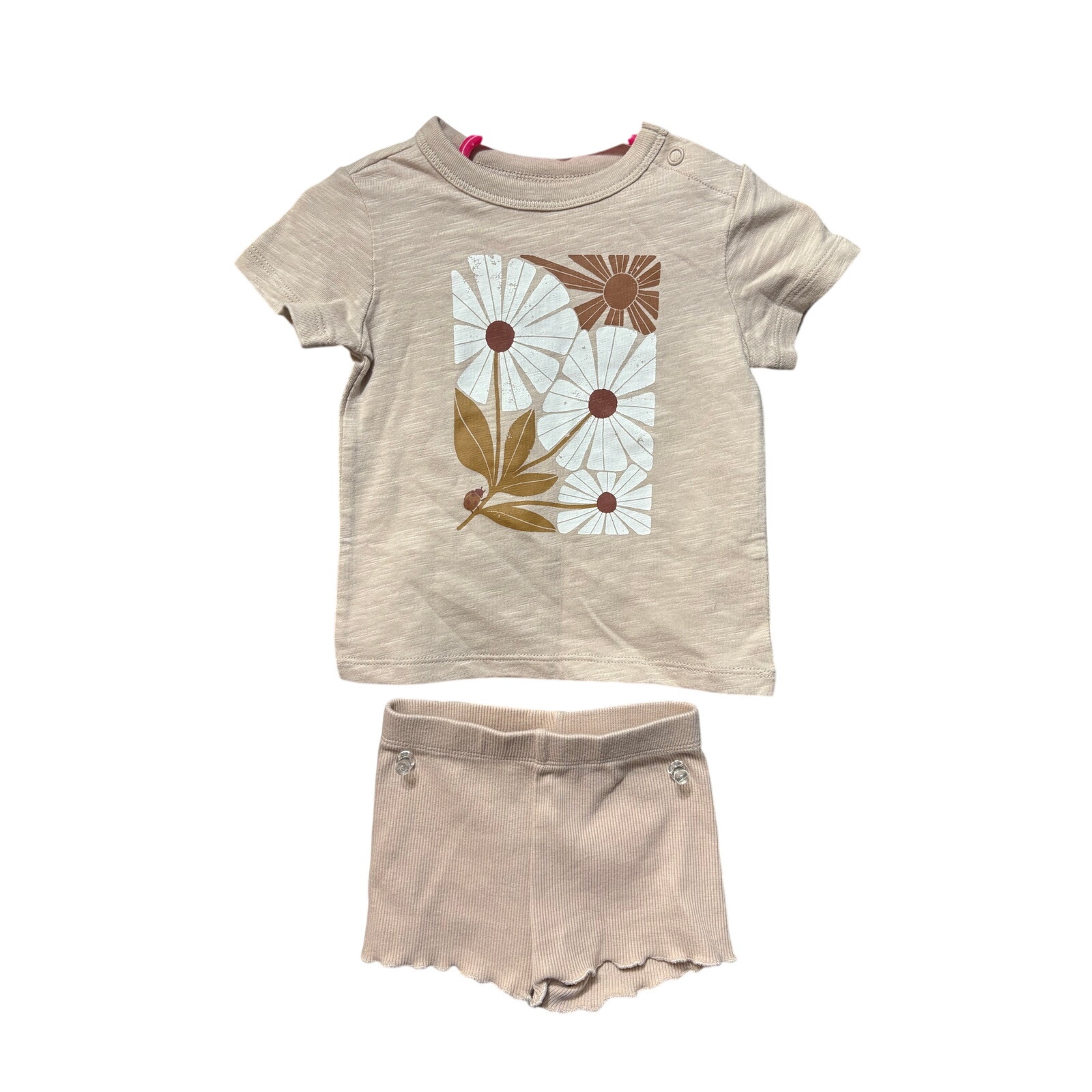 $6 - Beige Floral SS Outfit - Little Co by Lauren Conrad - 6mo