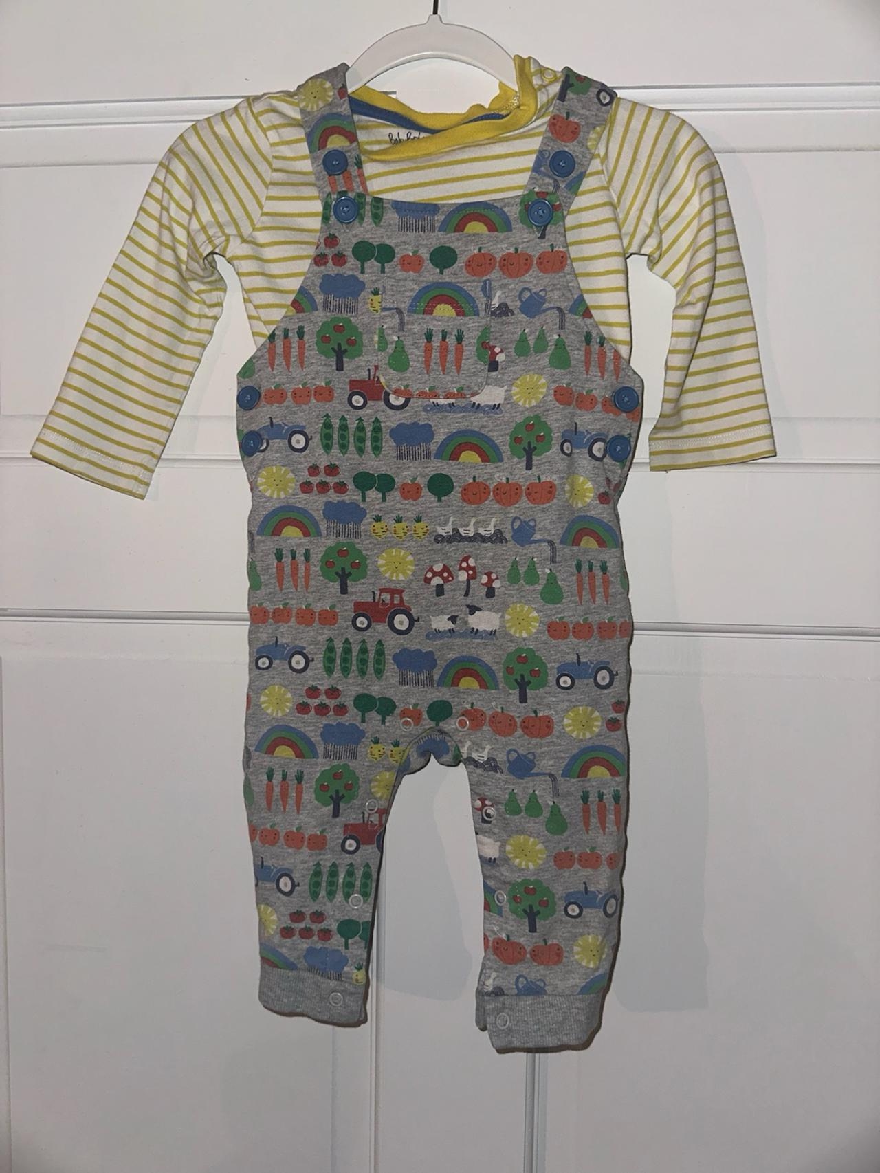 $28 - Mini Boden 9-12m Farm Overall Set