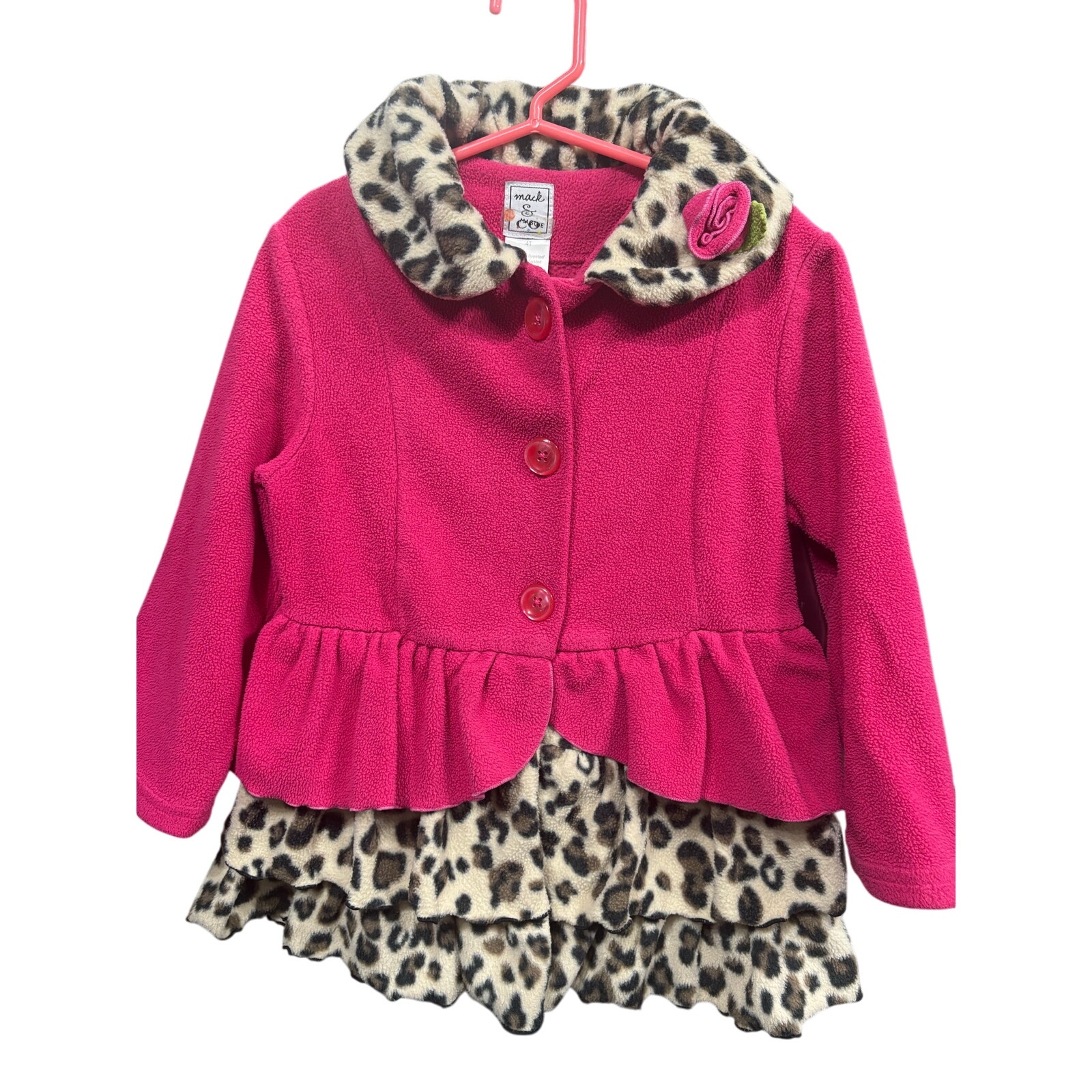 $5 - Pink and Leopard Coat - Mack & Co - 4T