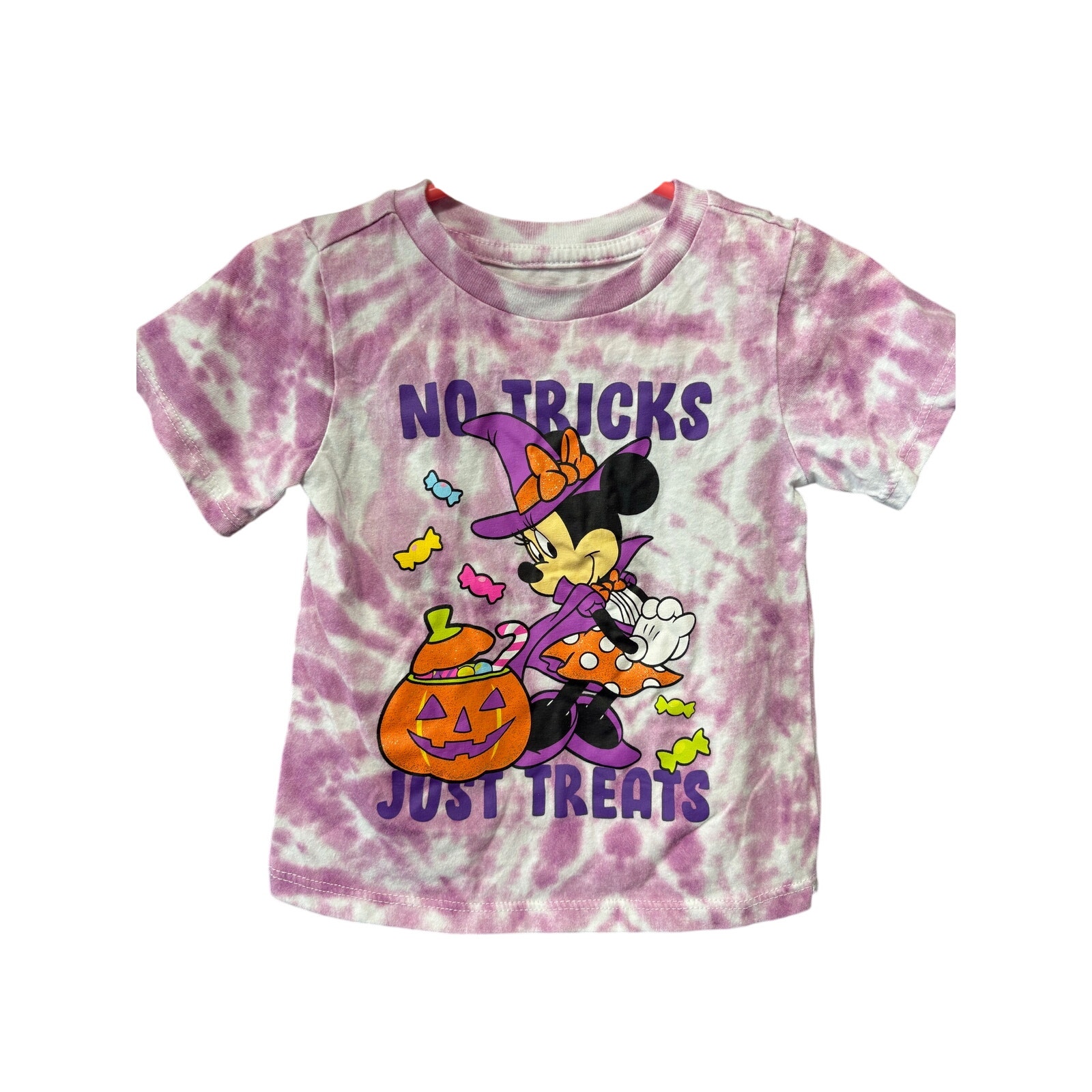 $4 - "No Tricks, Just Treats" Minnie Halloween SS - Disney - 18mo