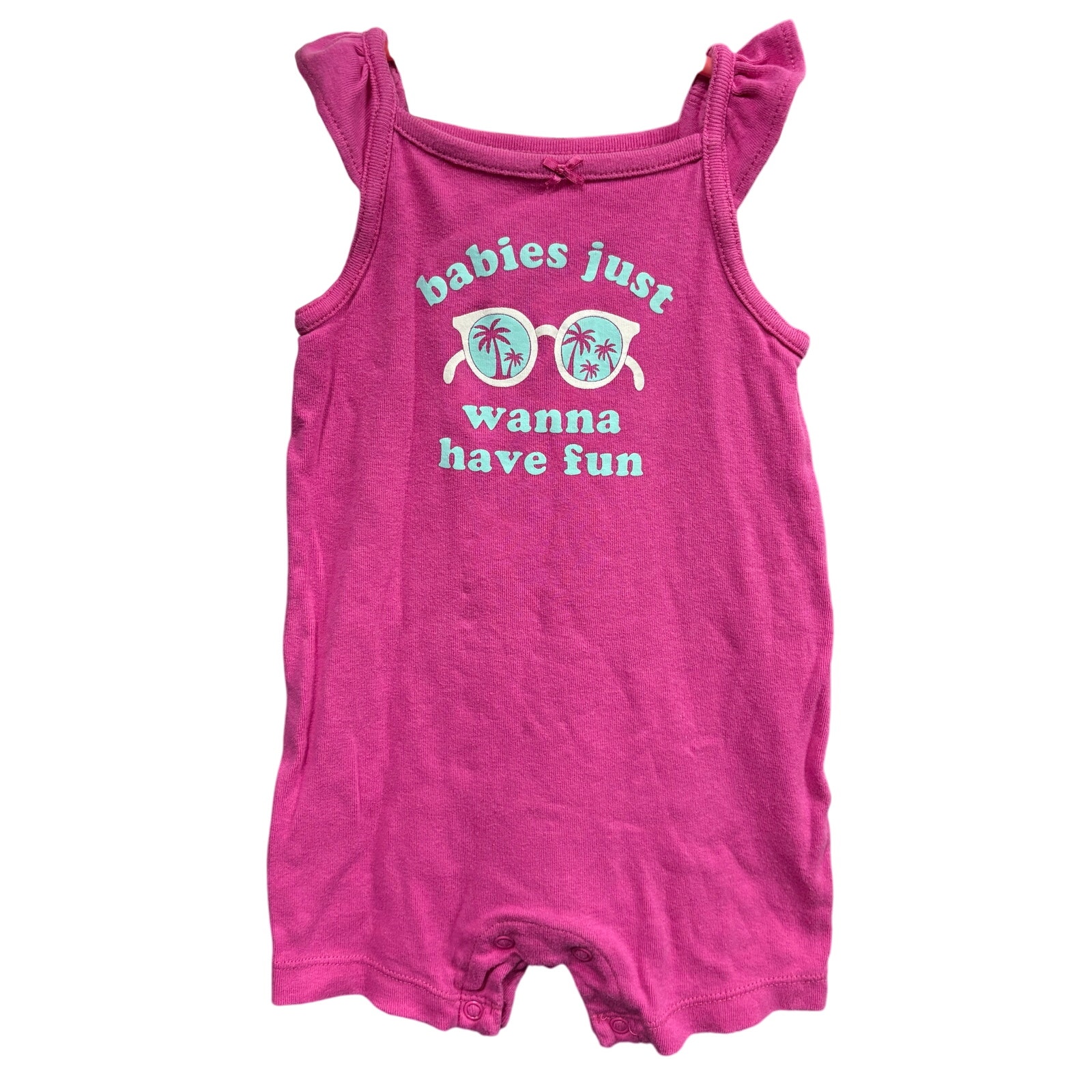 $3 - "babies just wanna have fun" Pink Romper - Carter's - 12mo