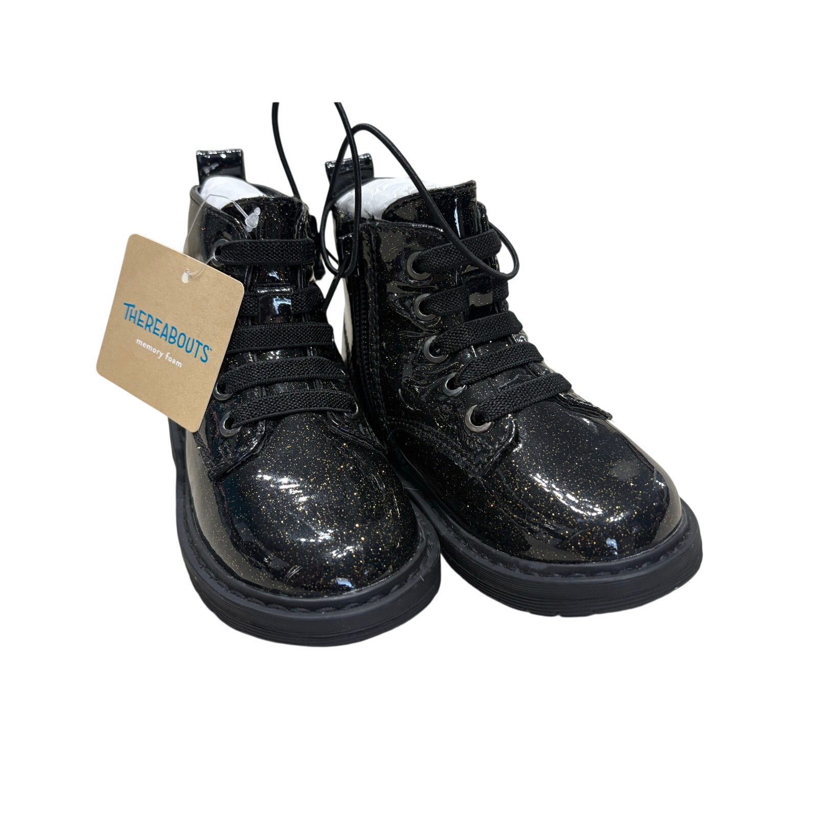 $20 - NWT Black Glitter Lace Up Boots - Thereabouts - 7