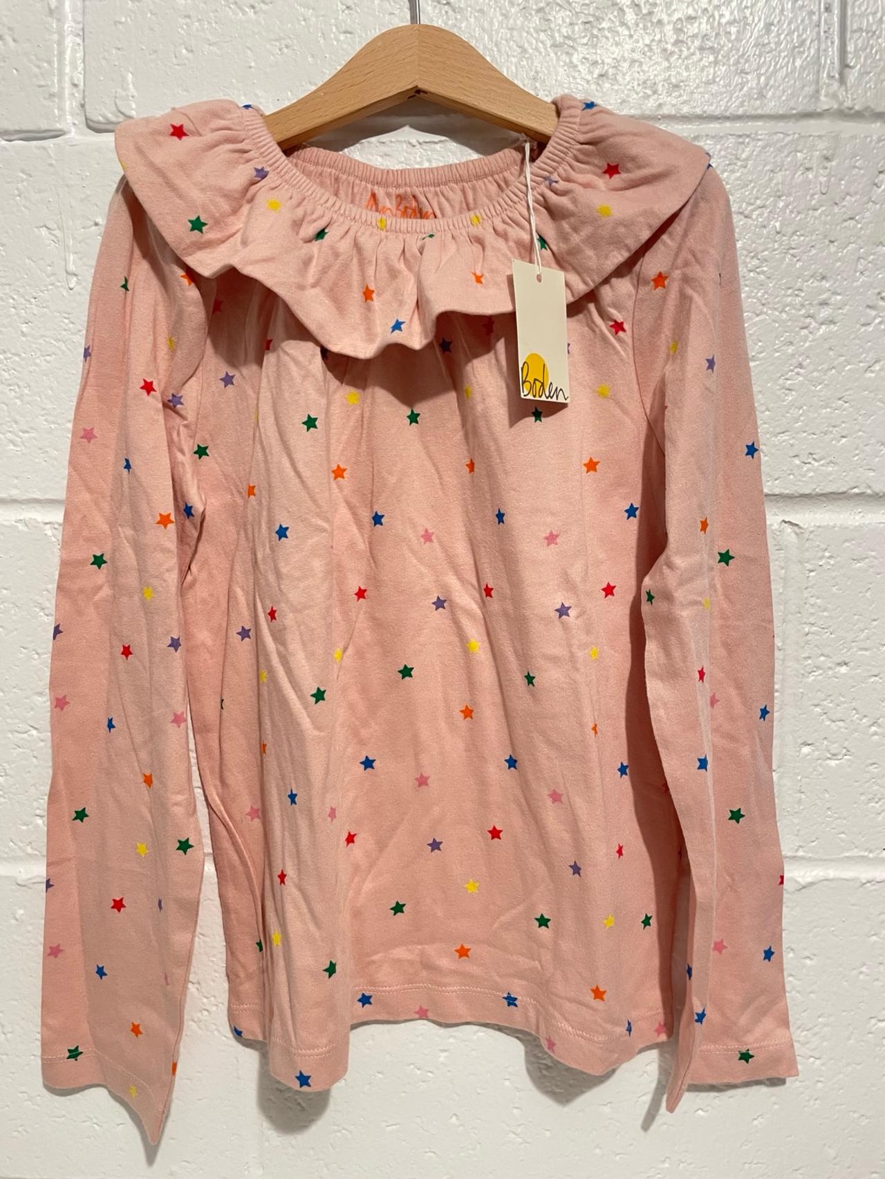 $24 - NWT! Mini Boden 9/10 years Ruffle Neck Jersey Top