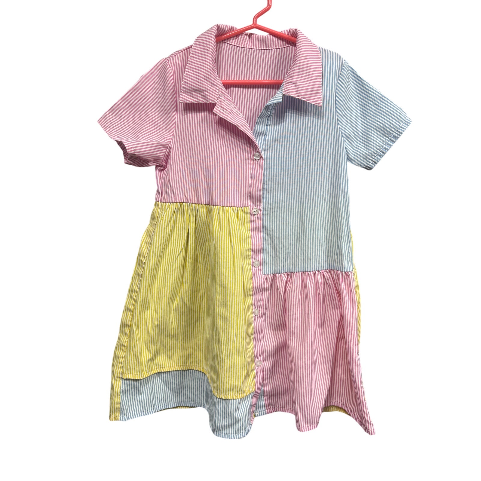 $4 - Stiped Patchwork Dress - SHEIN - 7Y