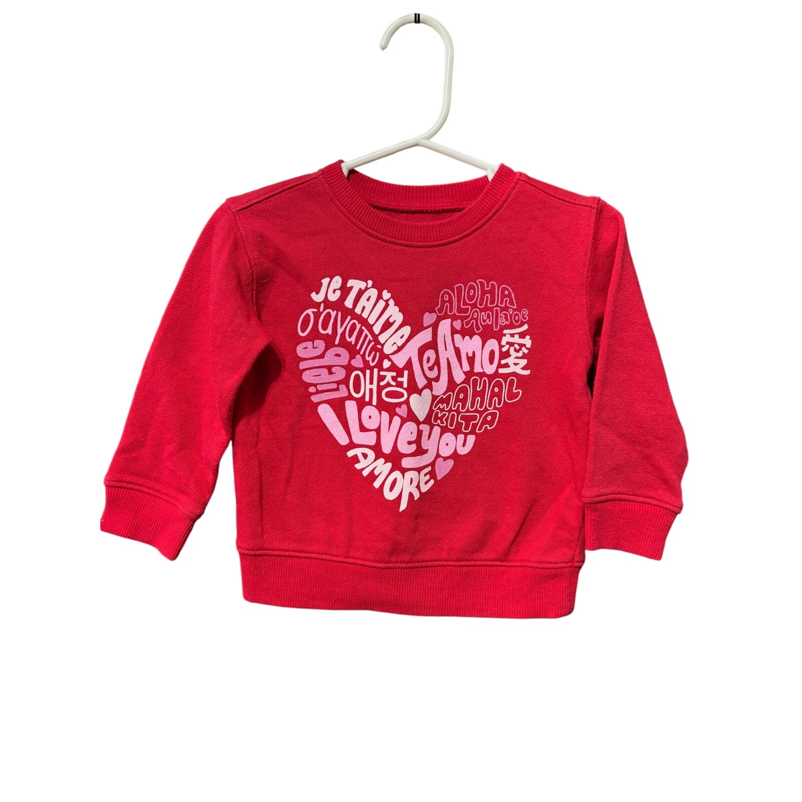 $4 - Red "I Love You" Languages Sweater - Jumping Beans - 12mo