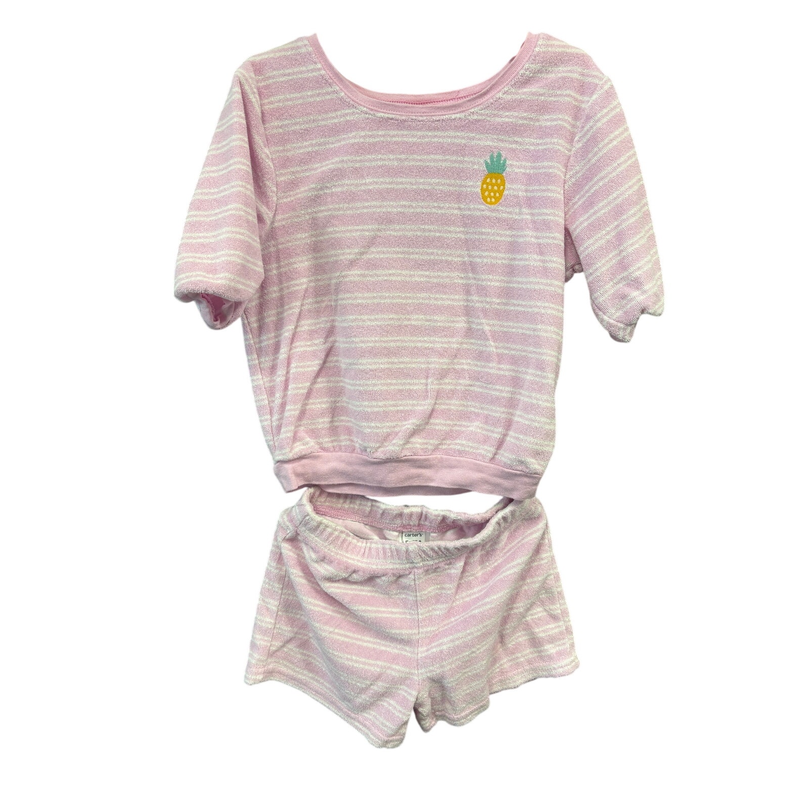 $5 - Pink Striped Terry Cloth Set - Carter's - 5T