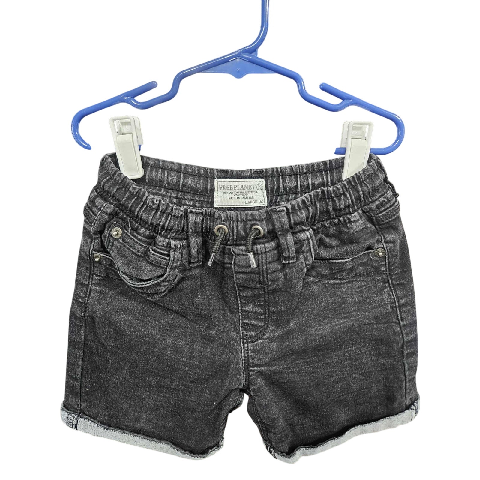 $4 - Black Cuffed Denim bottoms w/ Stretch Waistband - Free Planet - 6