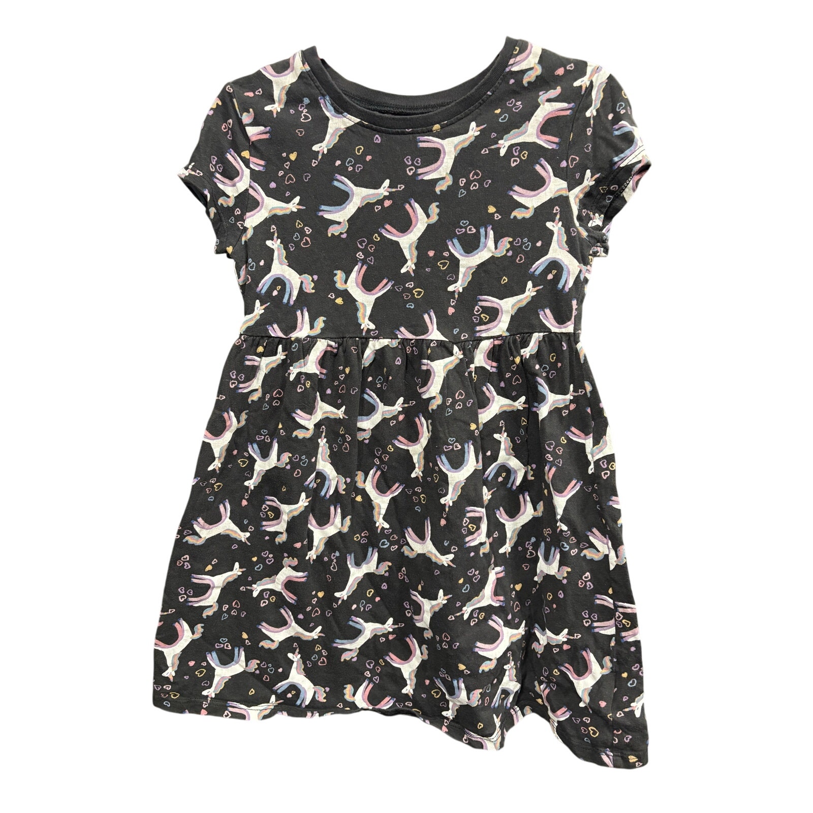 $4 - Black Unicorn Printed Dress - Old Navy - 4T