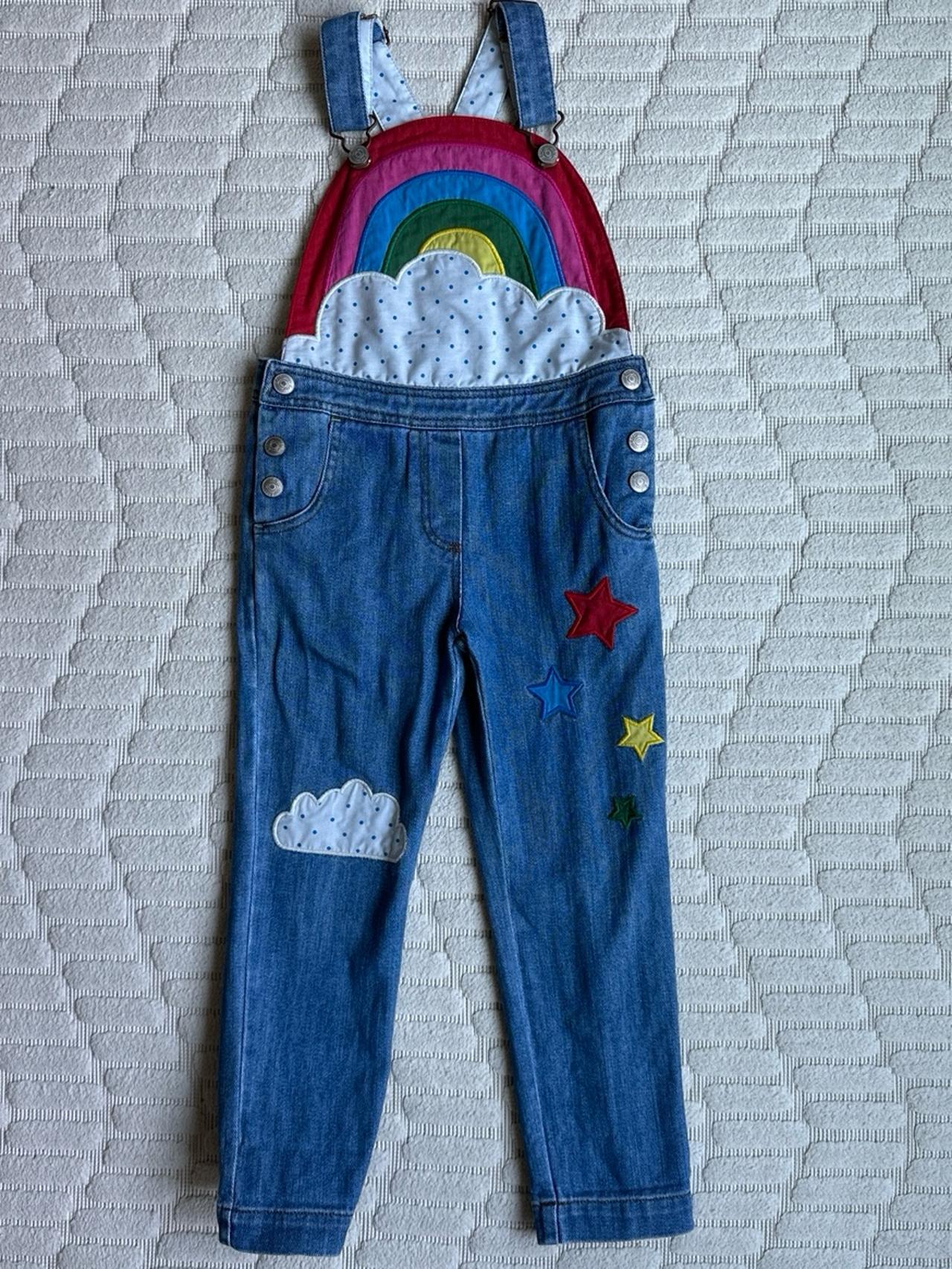 $60 - Mini Boden rainbow dungarees 5-6Y