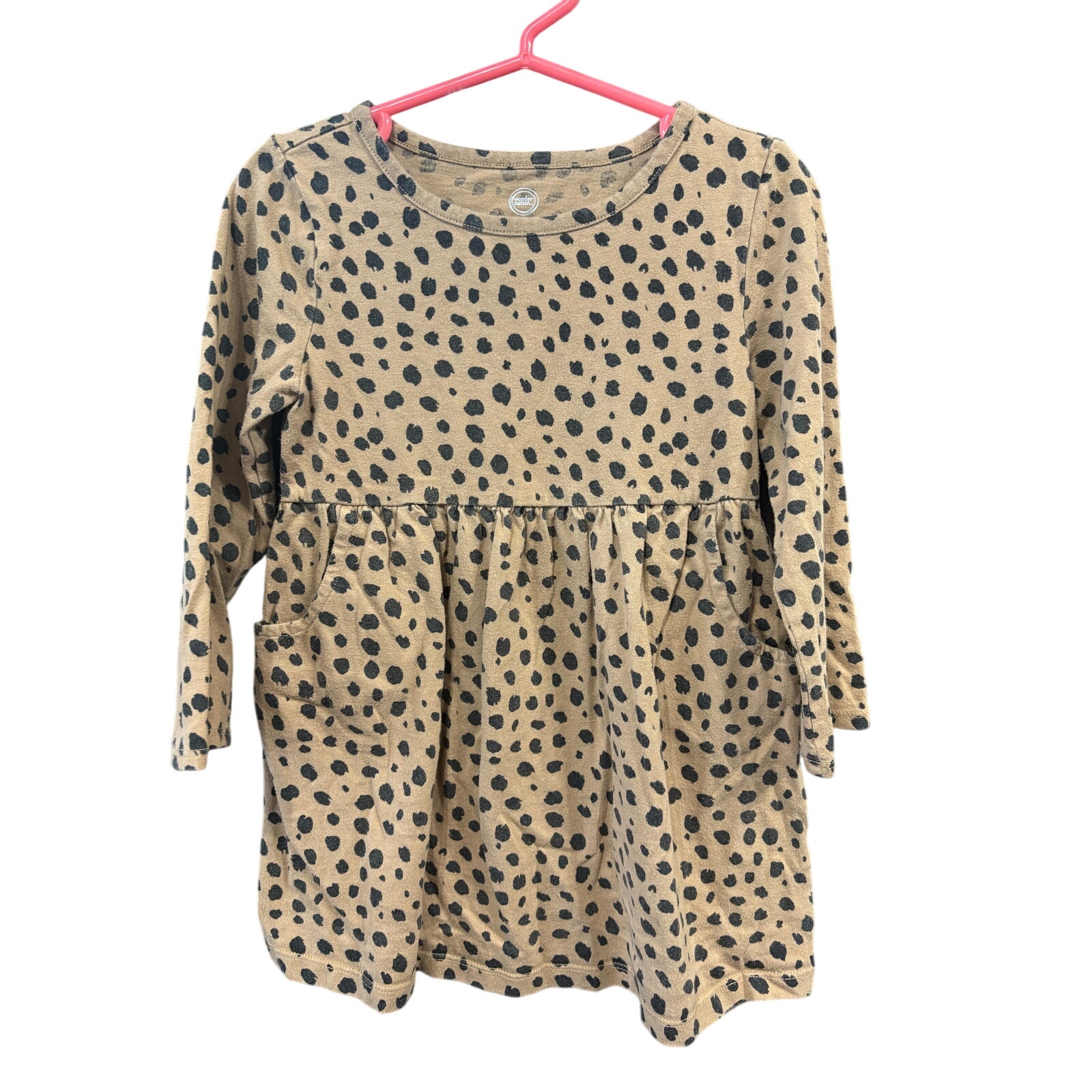 $3 - Spotted LS Dress - Wonder Nation - 3T