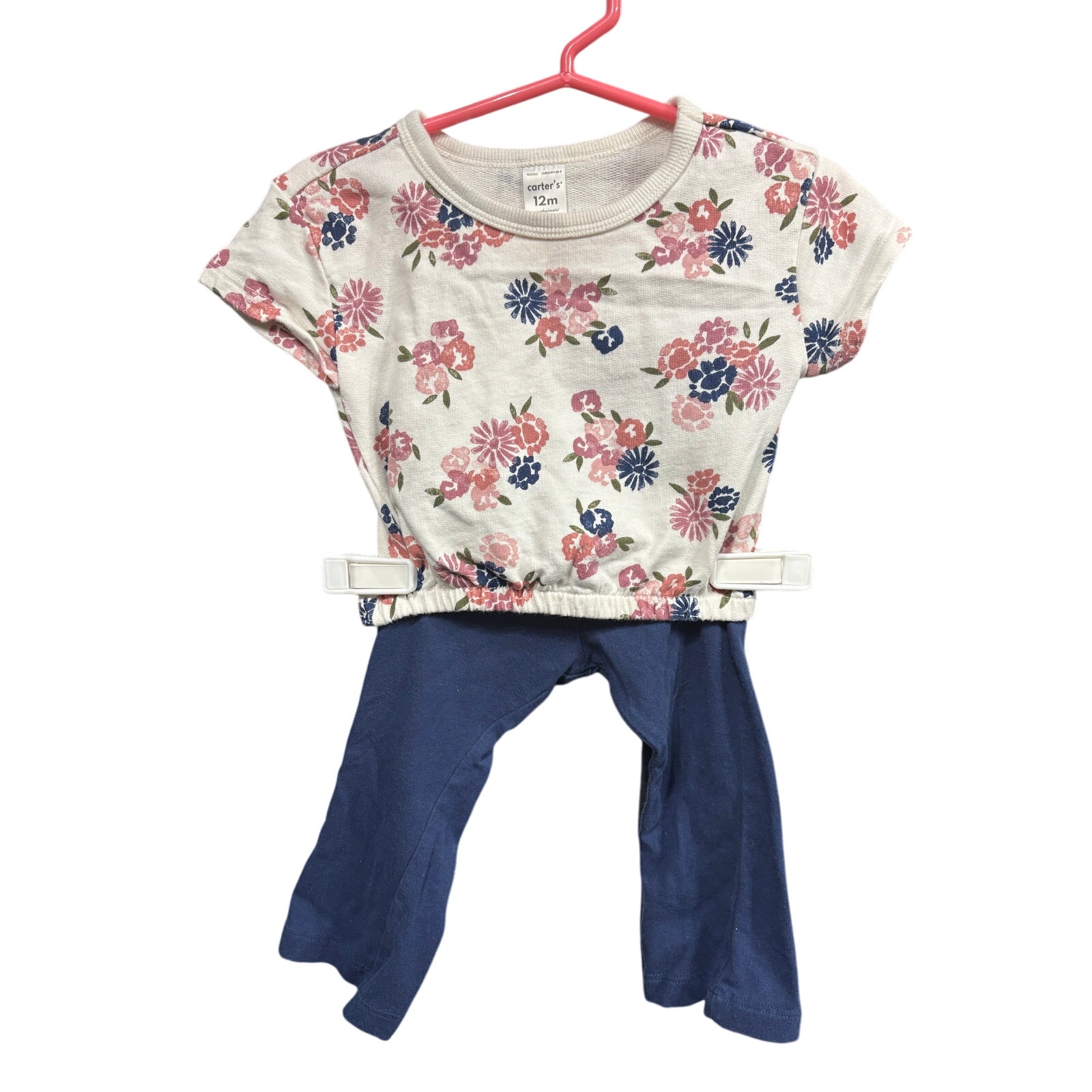 $4 - Floral Top and Navy bottoms Set - Carter's - 12mo