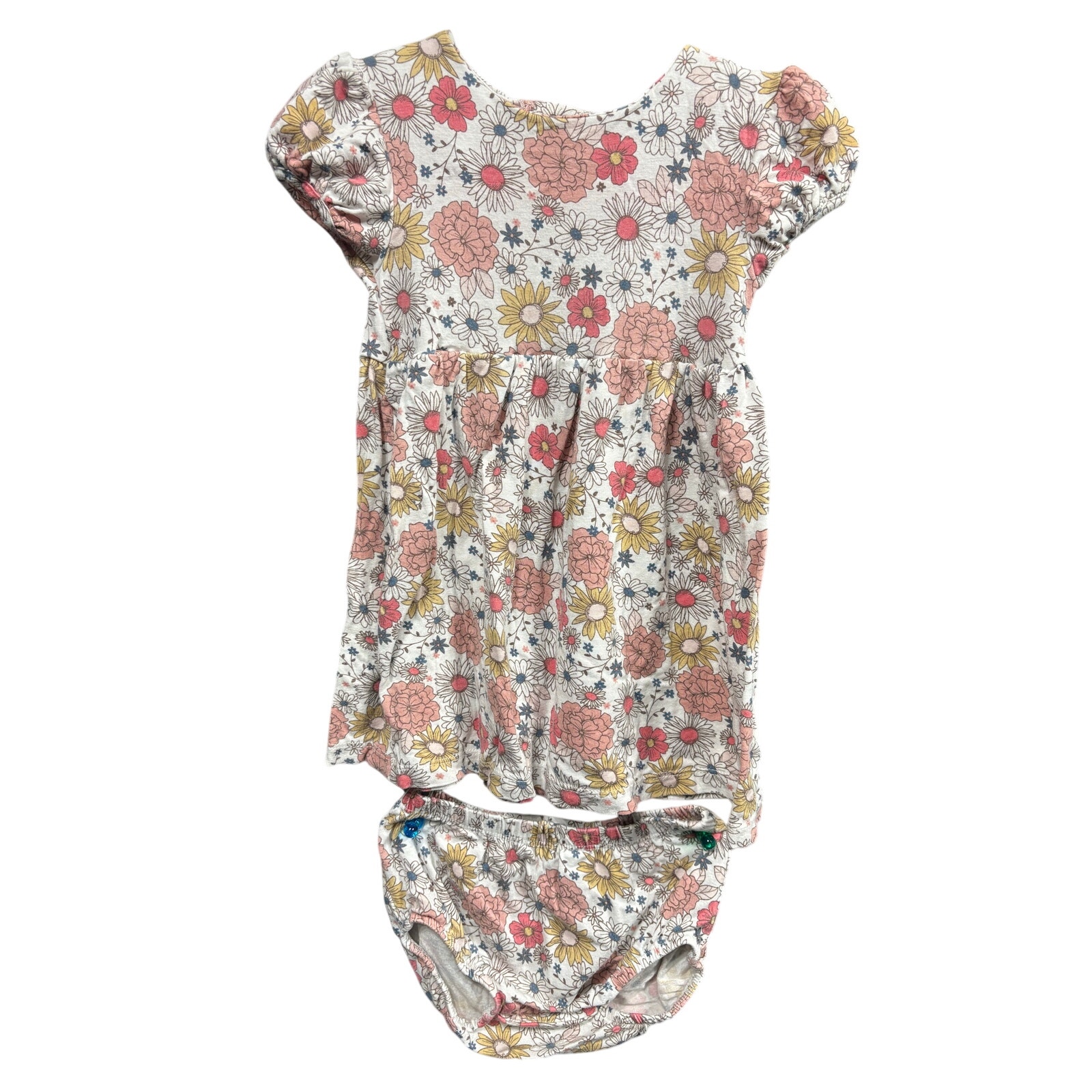 $7 - Bamboo Floral Dress & Bloomer Set - Milkberry - 12mo