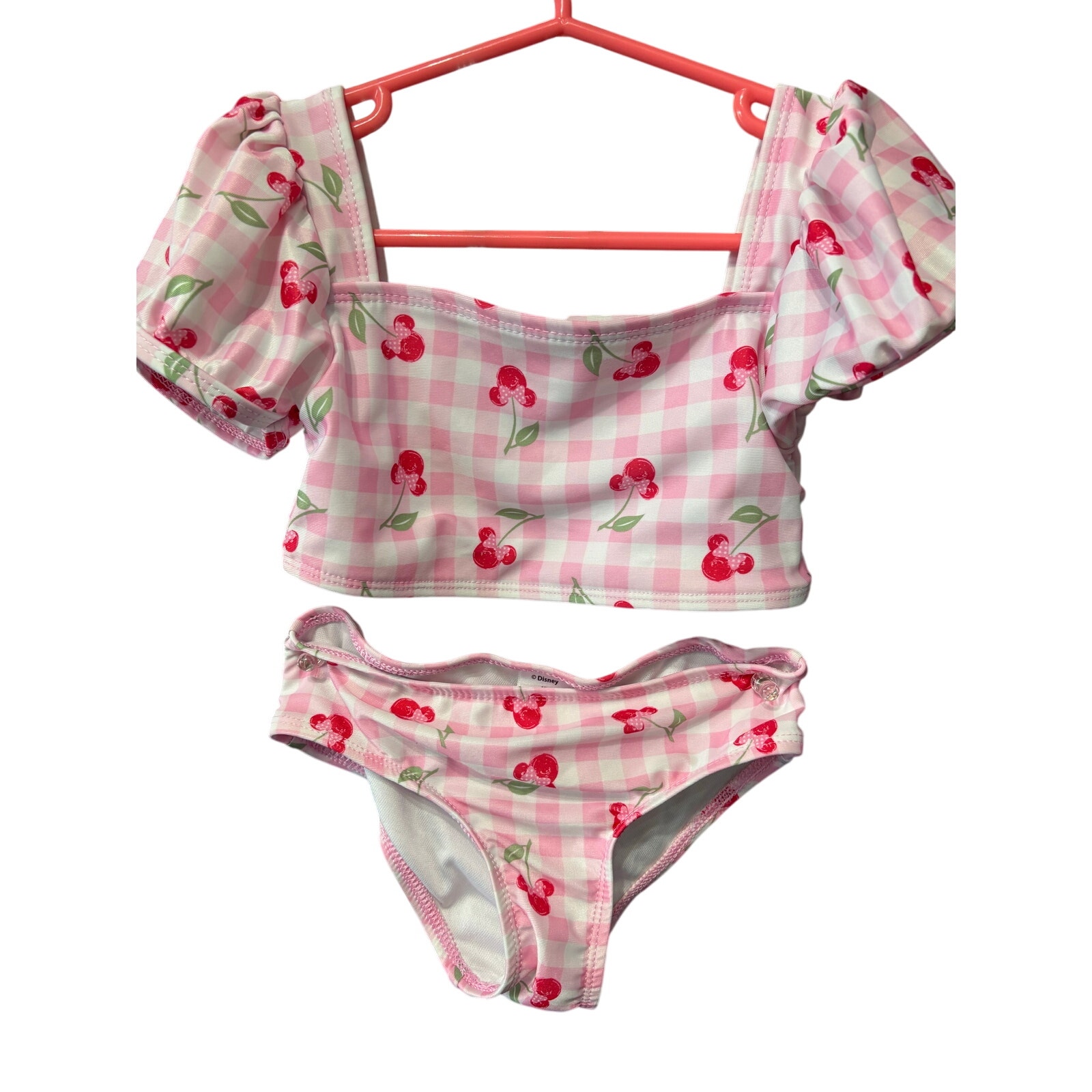 $5 - Pink Plaid Minnie Mouse Cherry 2 Piece Swim - Disney - 4T