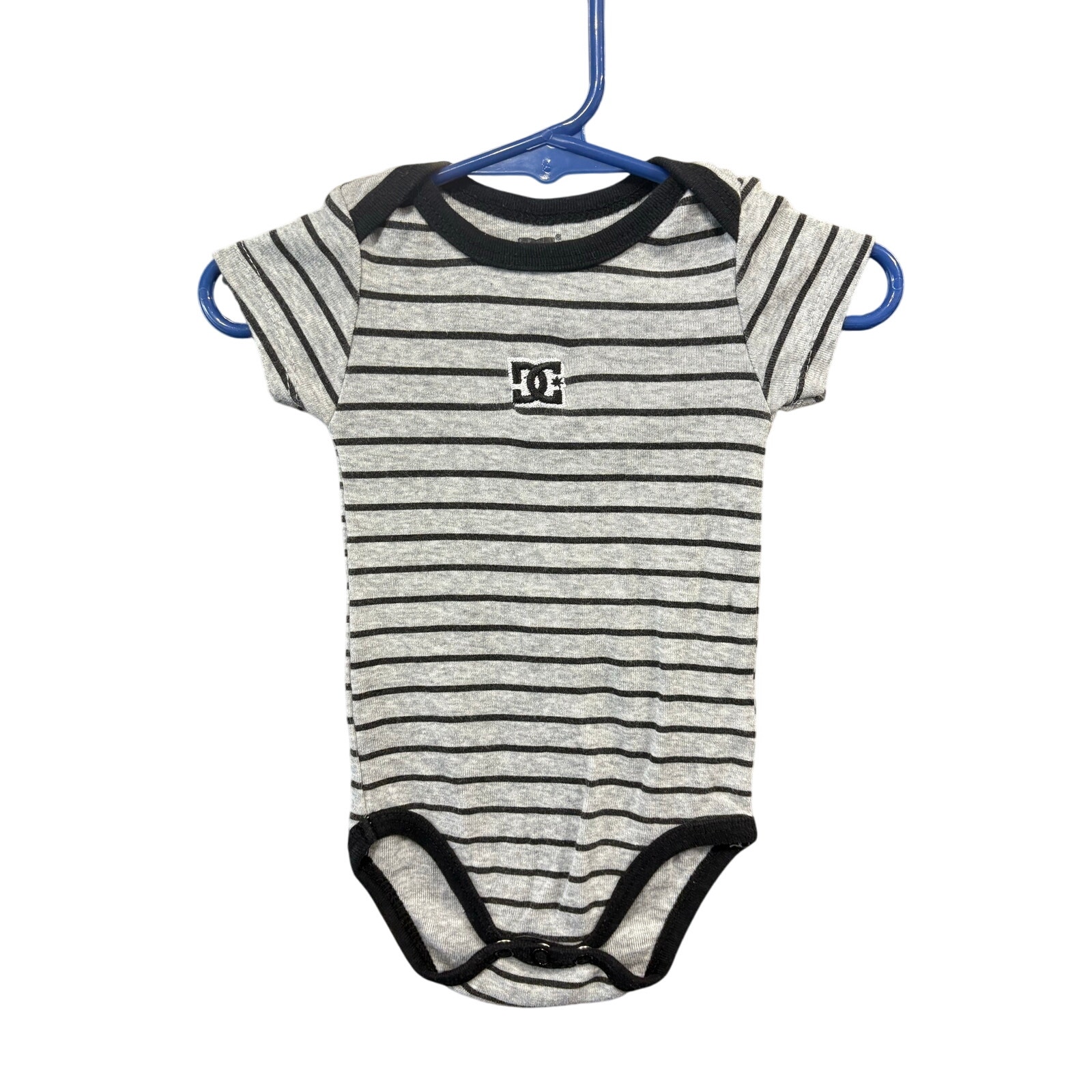 $2 - Gray and Black Striped Onesie - DC - 3-6mo