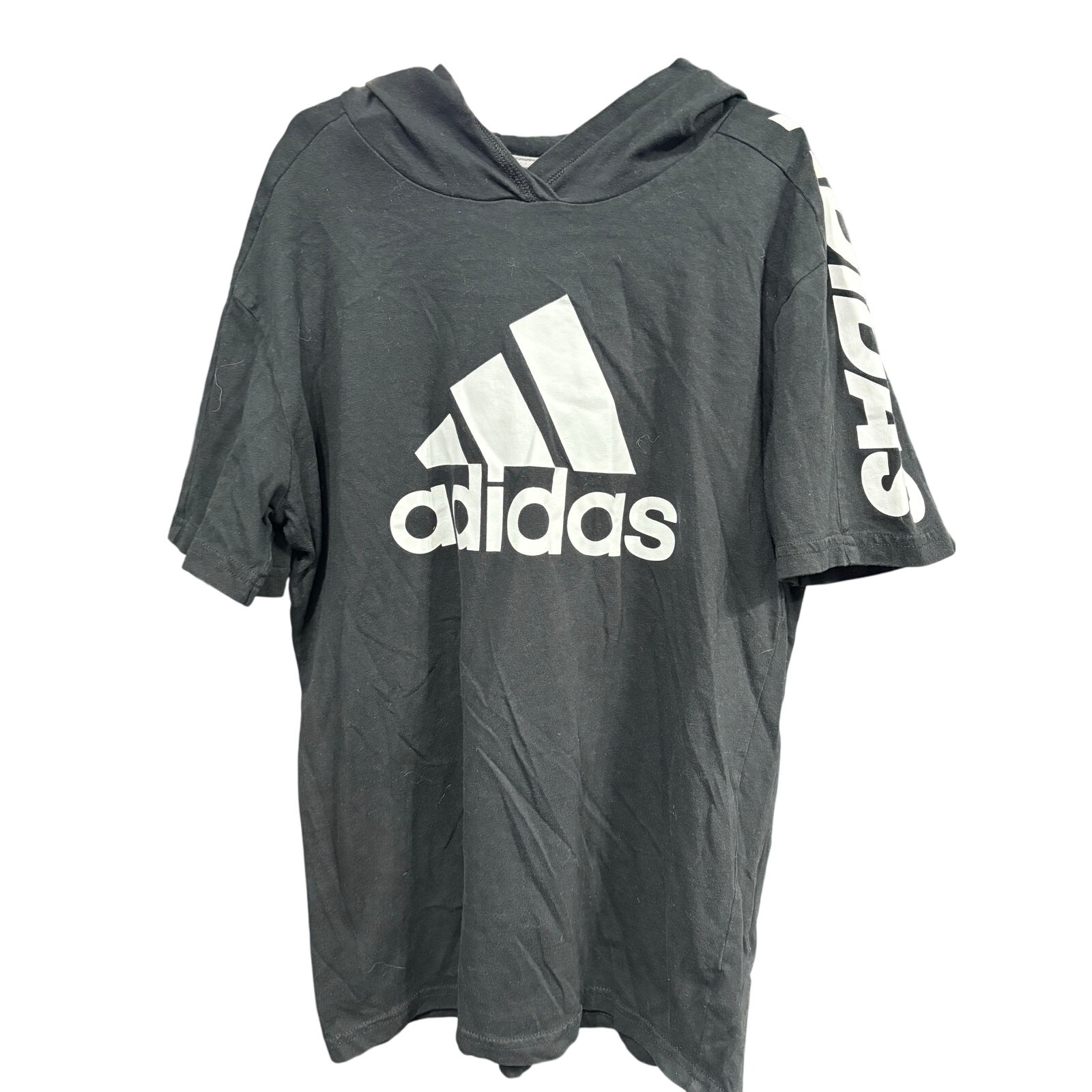 $5 - Black Hooded SS - Adidas - M (10/12)