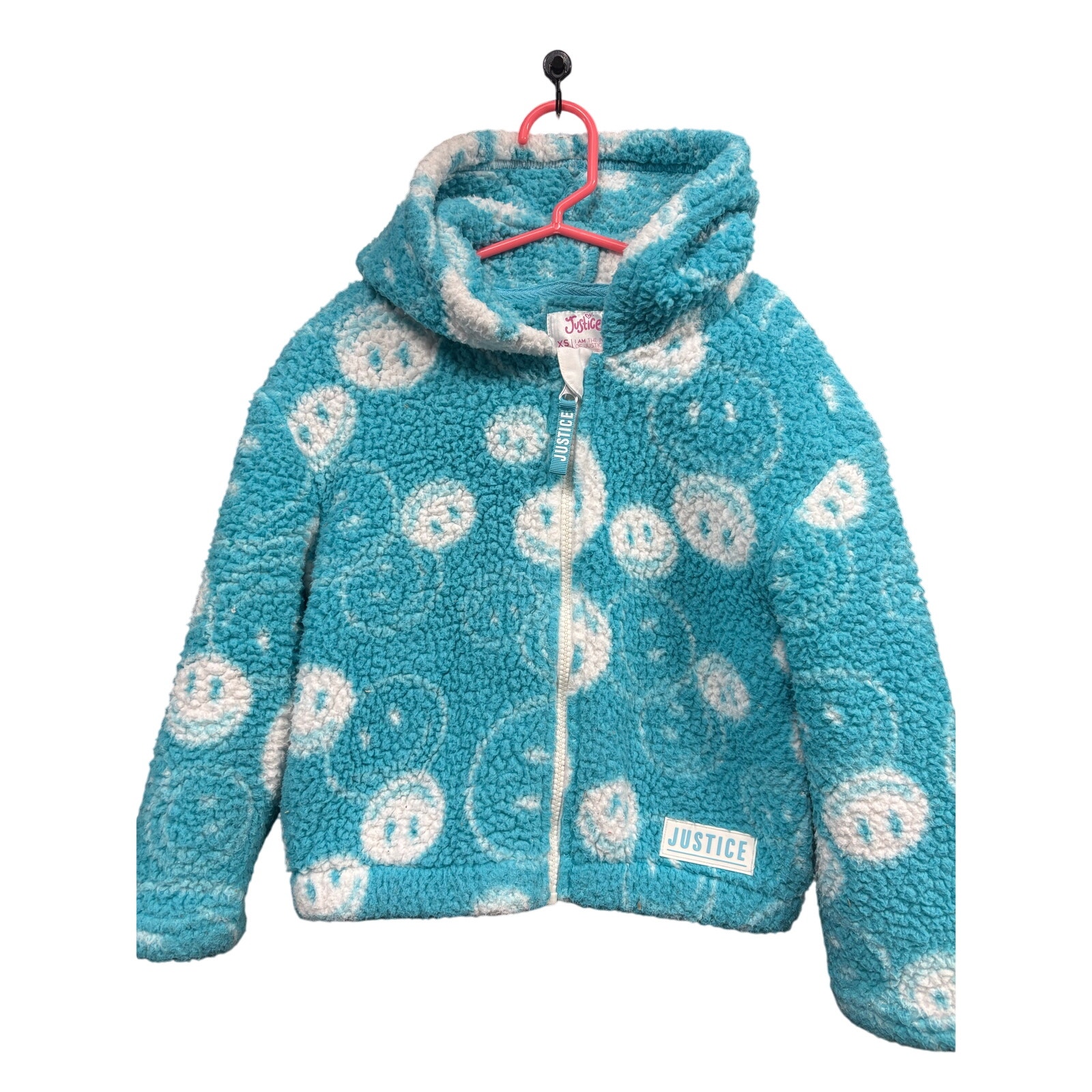 $7 - Blue Smiley Face Fleece Jacket - Justice - XS (5/6)