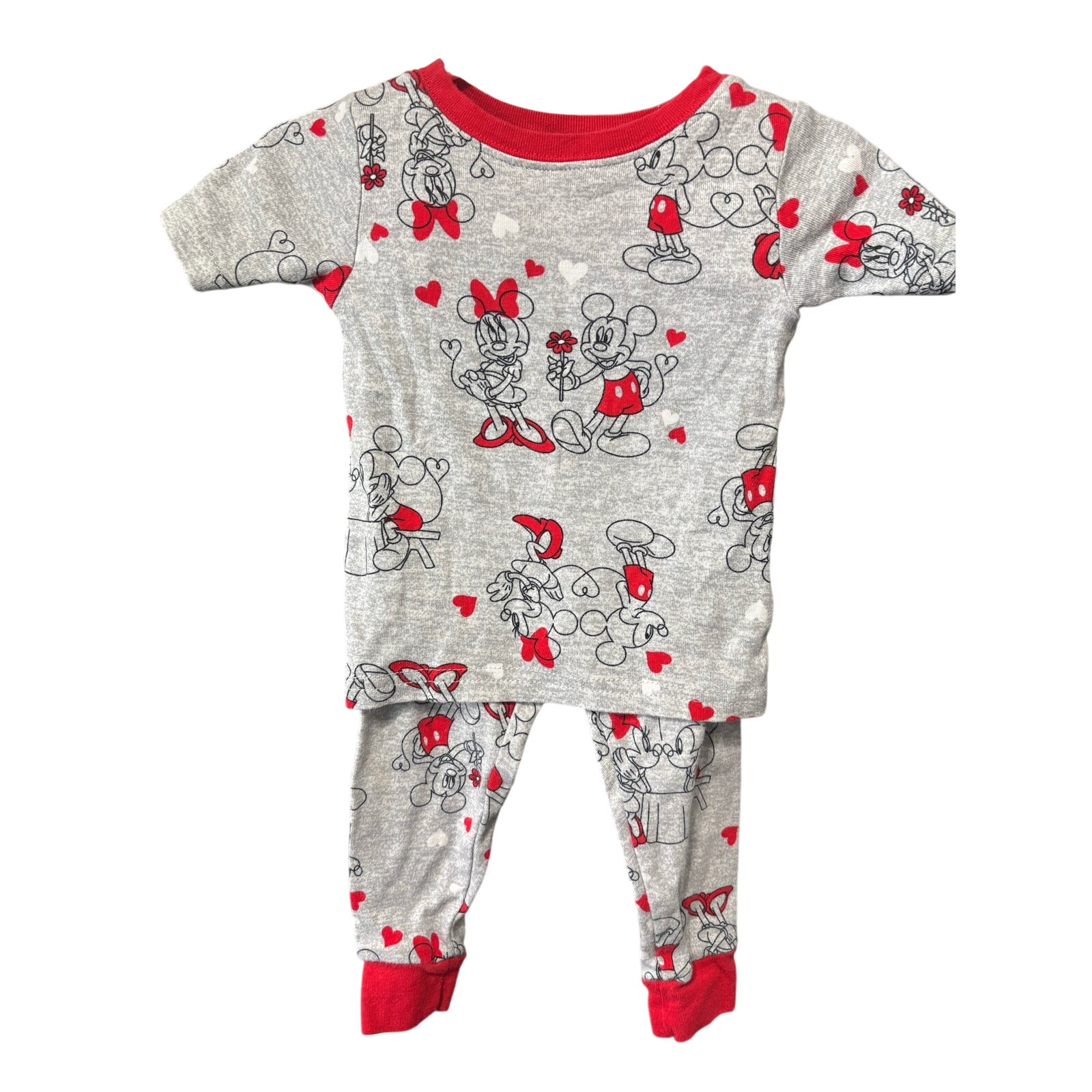 $5 - Mickey and Minnie Love Pajama Set - Disney - 2T