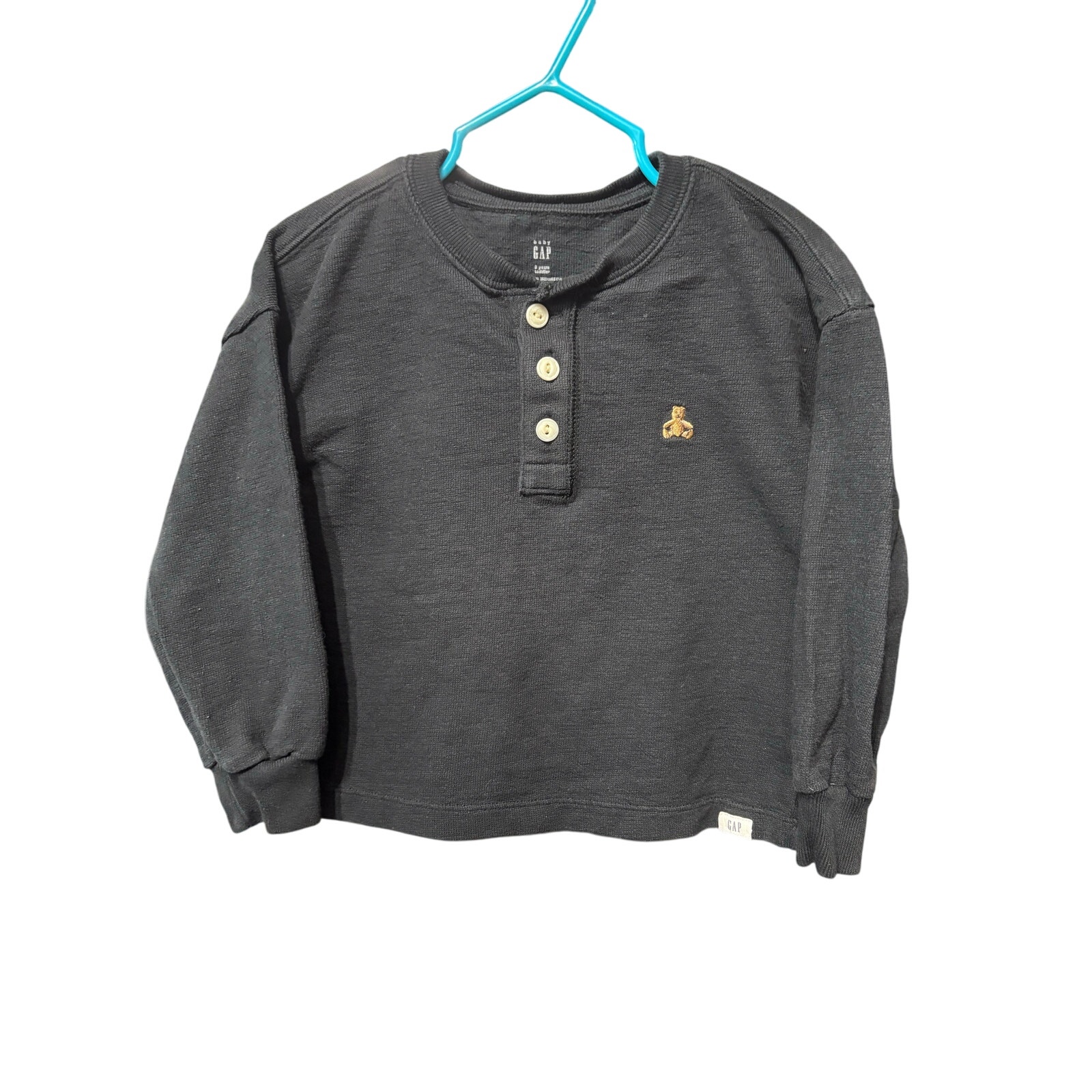$4 - Black Sweatshirt w/ Bear - baby GAP - 2T