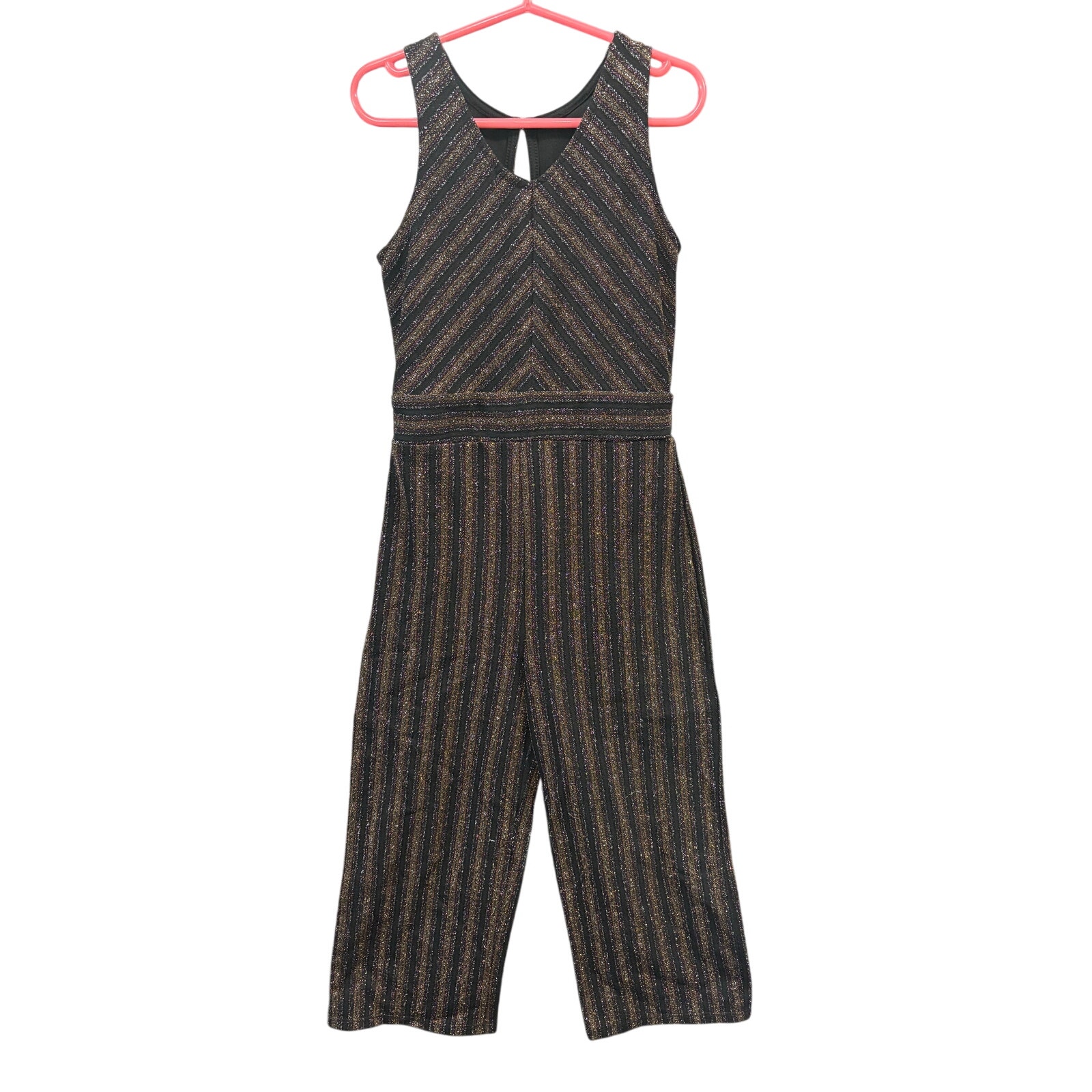 $7 - Black Metallic Striped Jumpsuit - Art Class - XS (4/5)