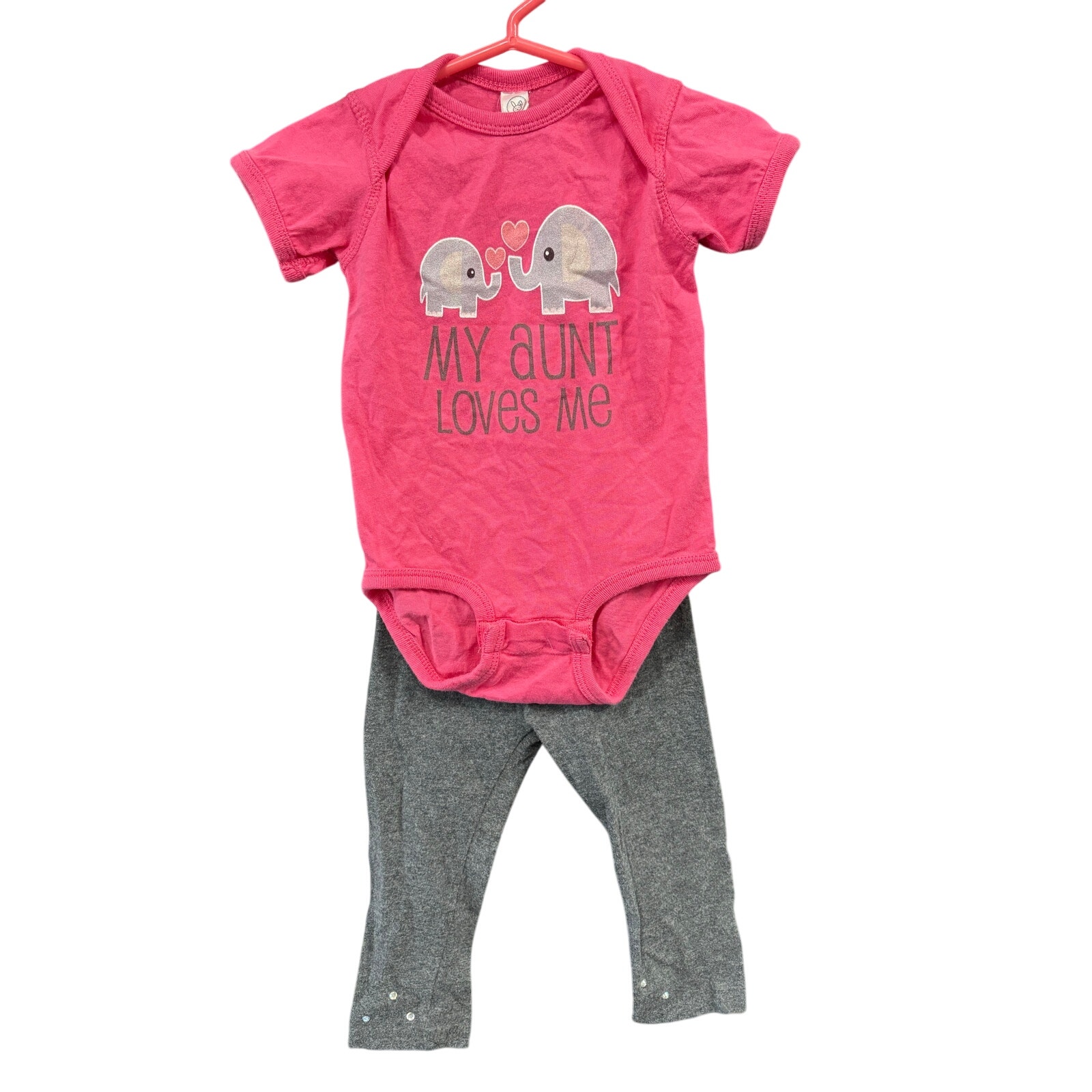 $3 - "My Aunt Loves Me" Elephant Outfit - 12mo