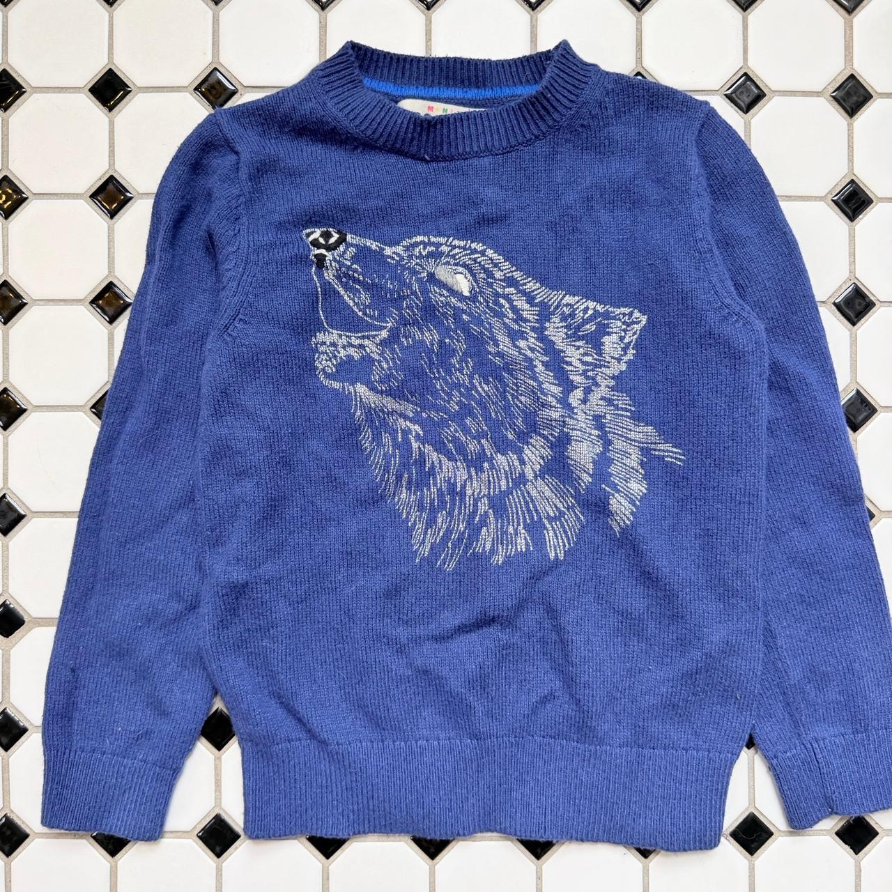 $14 - Mini Boden Howling Wolf Sweater Blue Size 5-6
