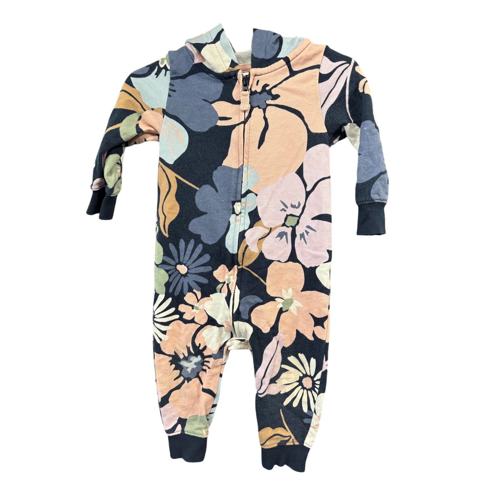 $4 - Blue Floral Hooded Jumper - Carter's - 9mo