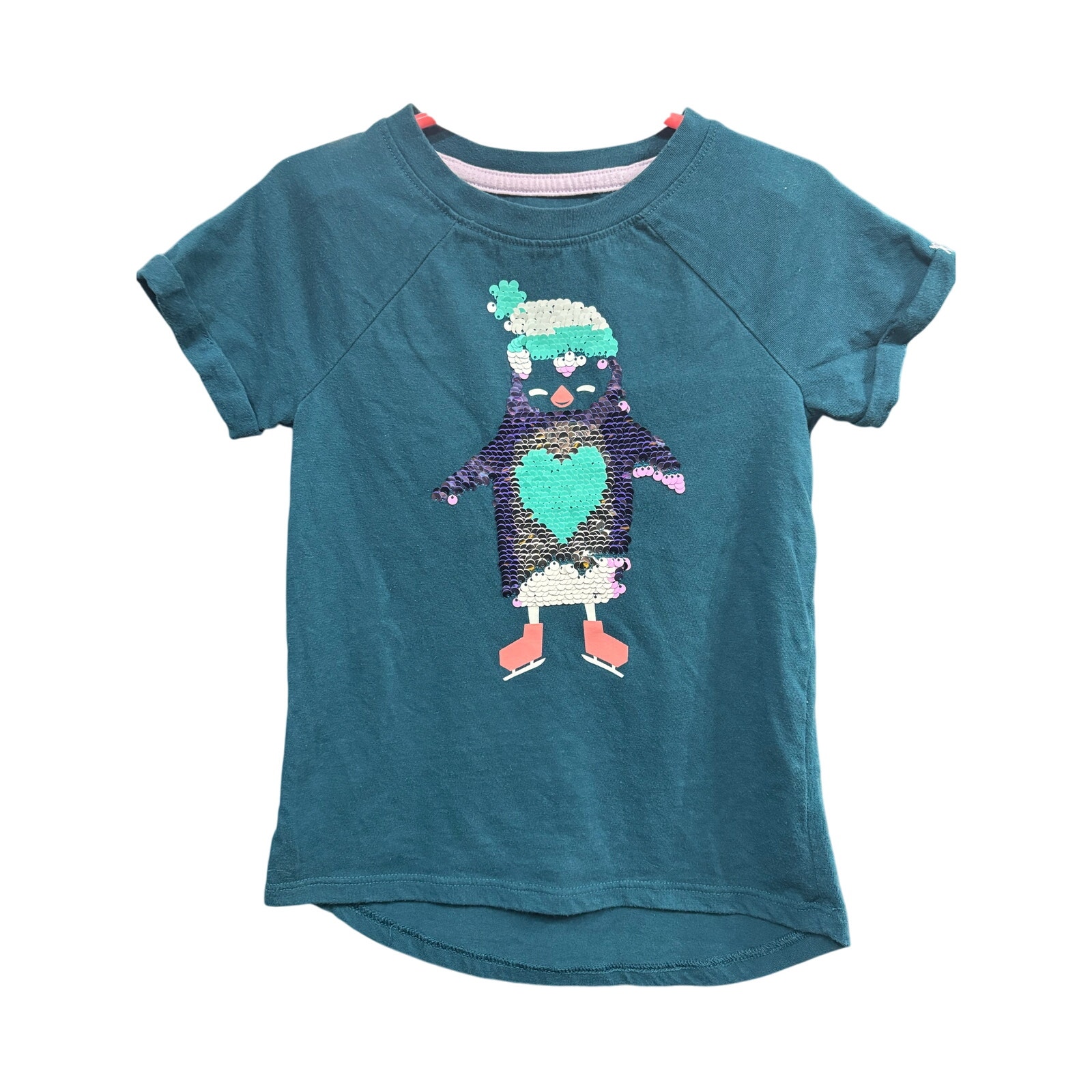 $3 - Teal Sequined Penguin SS - Cat & Jack - XS (4/5)