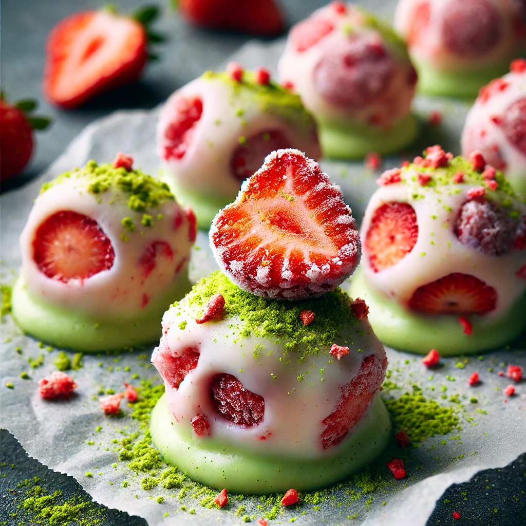 Receta de Clusters Congelados de Fresa y Matcha