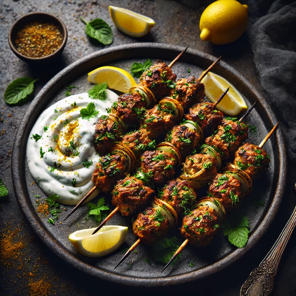 Receta de Brochetas de Carne con Salsa de Yogur por @lasrecetasdesimon