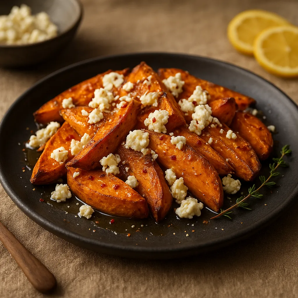 Roasted Sweet Potatoes with Feta