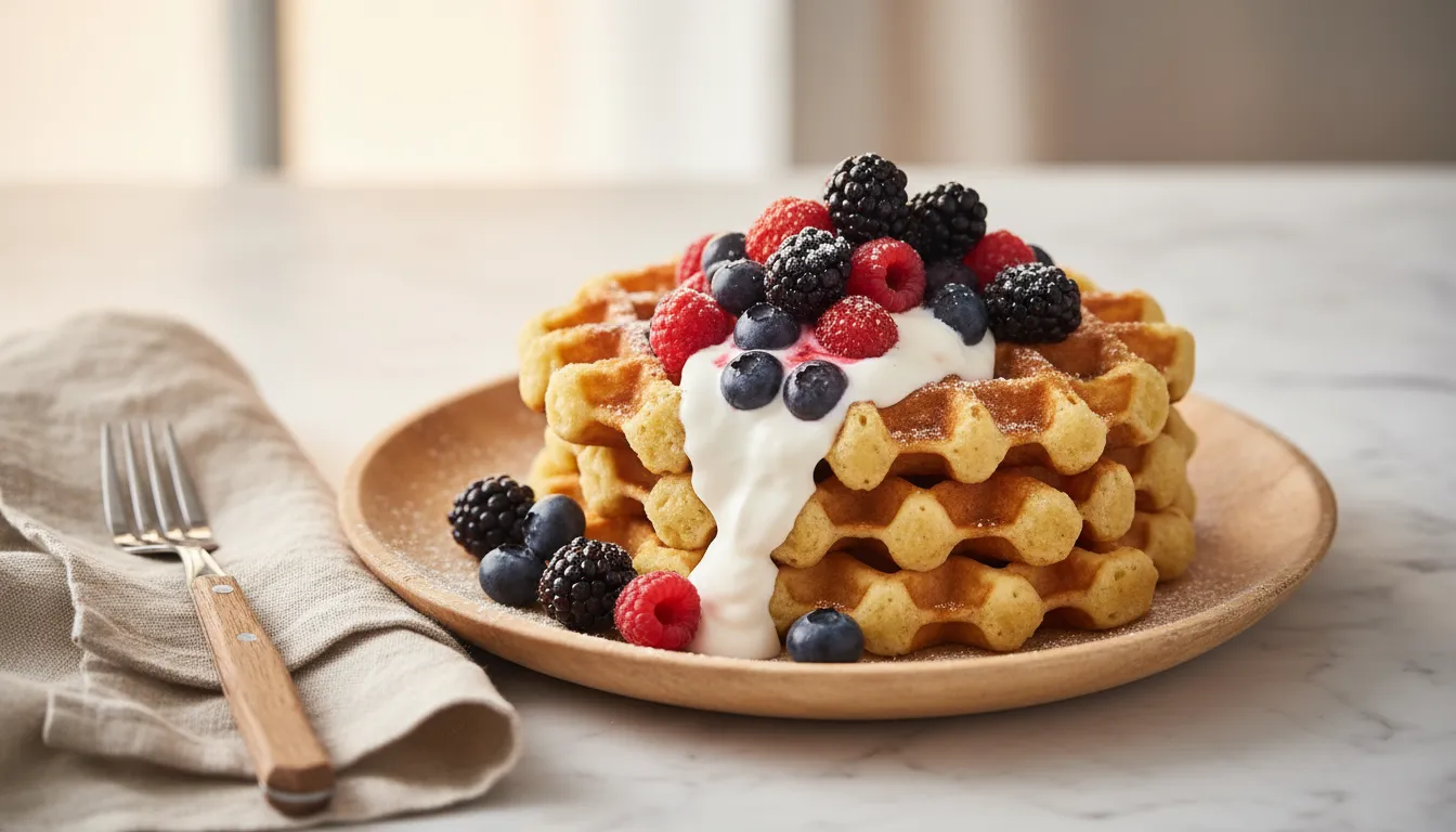 Gofry Drożdżowe ze Śmietaną i Owocami Leśnymi