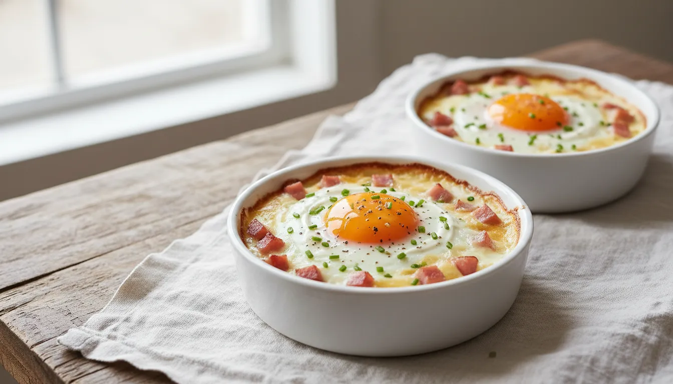 Uova al forno con prosciutto e Gruyère