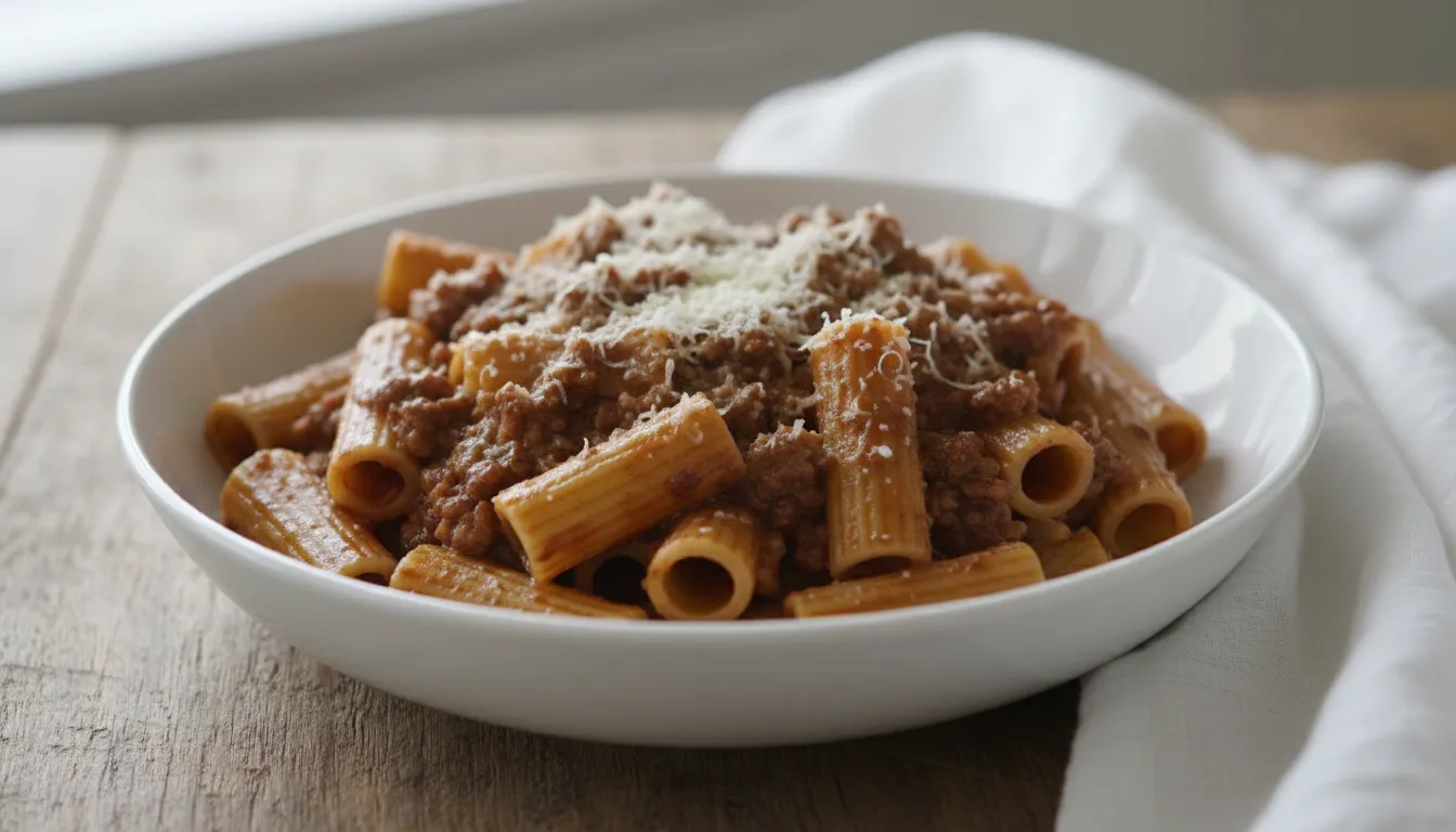 Makaron Rigatoni z Ragù alla Salsiccia Bianco: Białe Szaleństwo Smaków