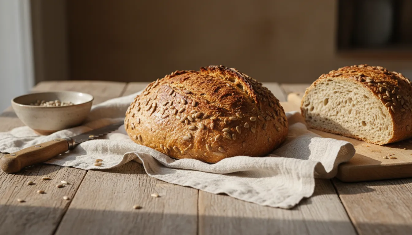 Pain de Seigle et de Blé Levainé aux Graines de Tournesol