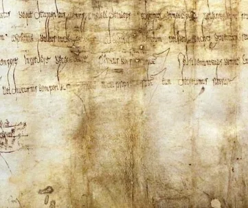 The same manuscript with the wax seal digitally removed and the paper texture reconstructed