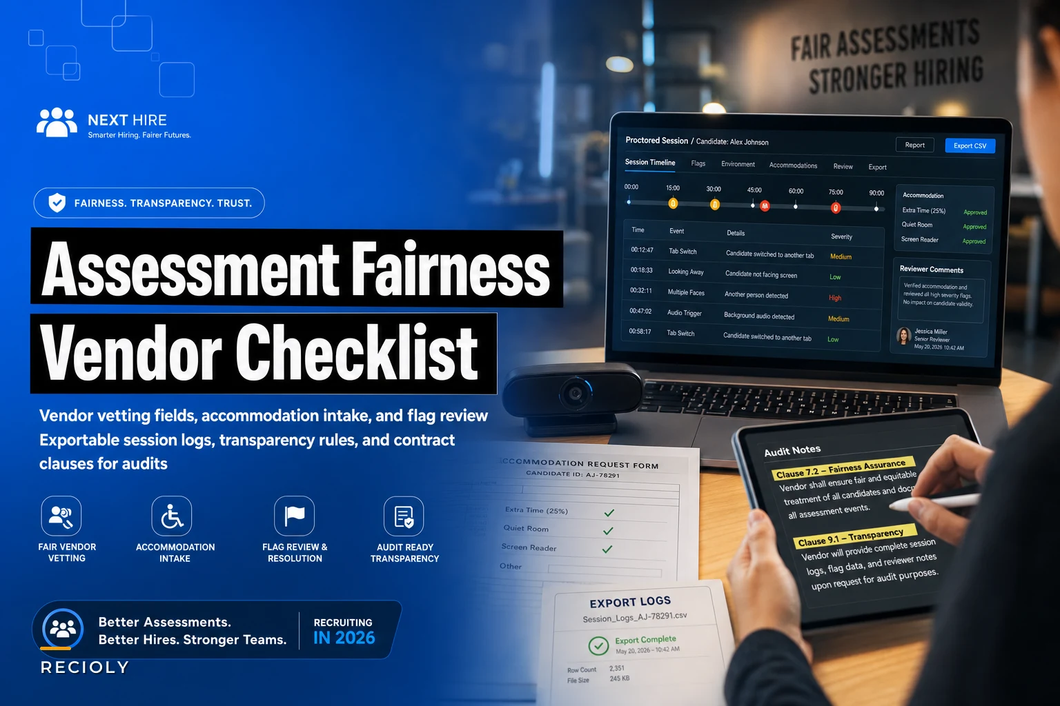 Assessment fairness checklist for proctored tests and vendors