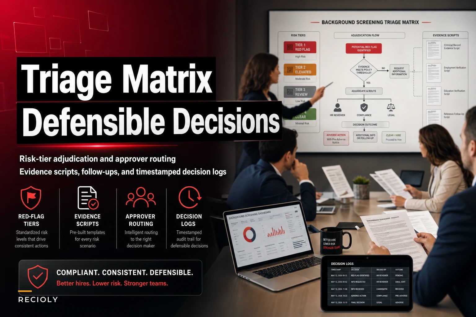 Background screening triage matrix: red-flag tiers, evidence scripts, and remediation workflows