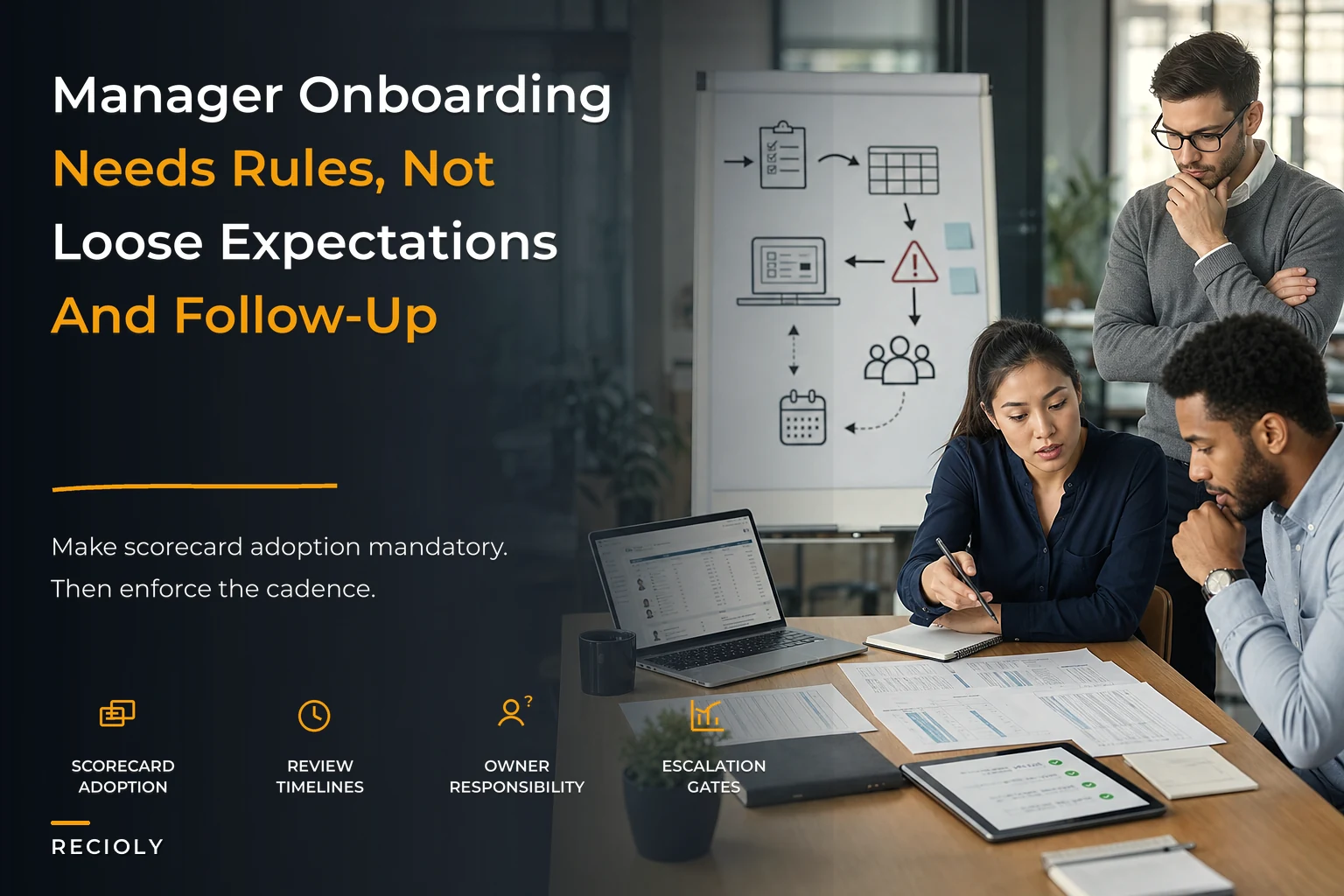 Systematize hiring manager enablement: an enforceable manager-onboarding playbook for scorecard adoption and accountability
