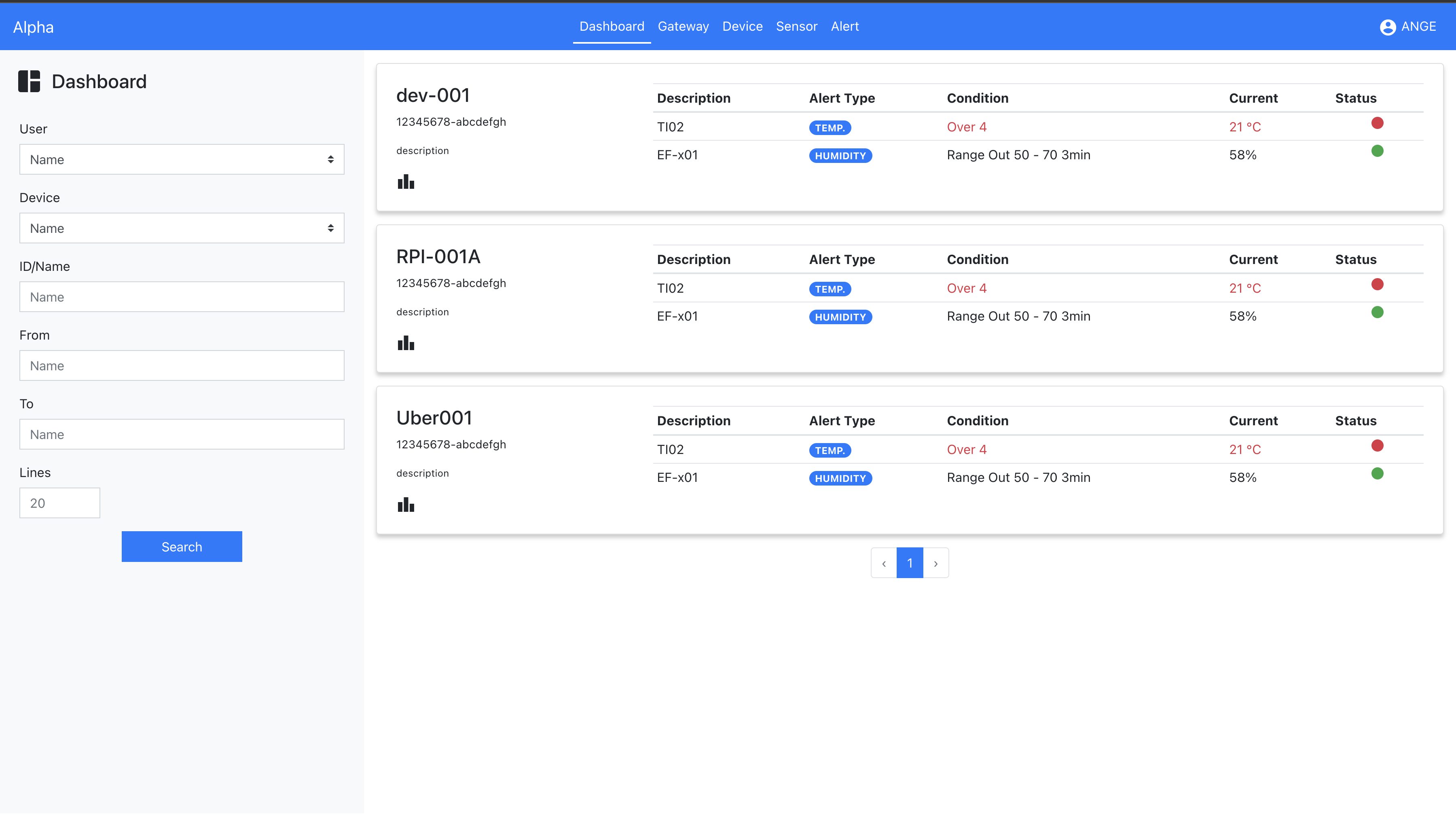 DataWeb Sensors platform - Project Image