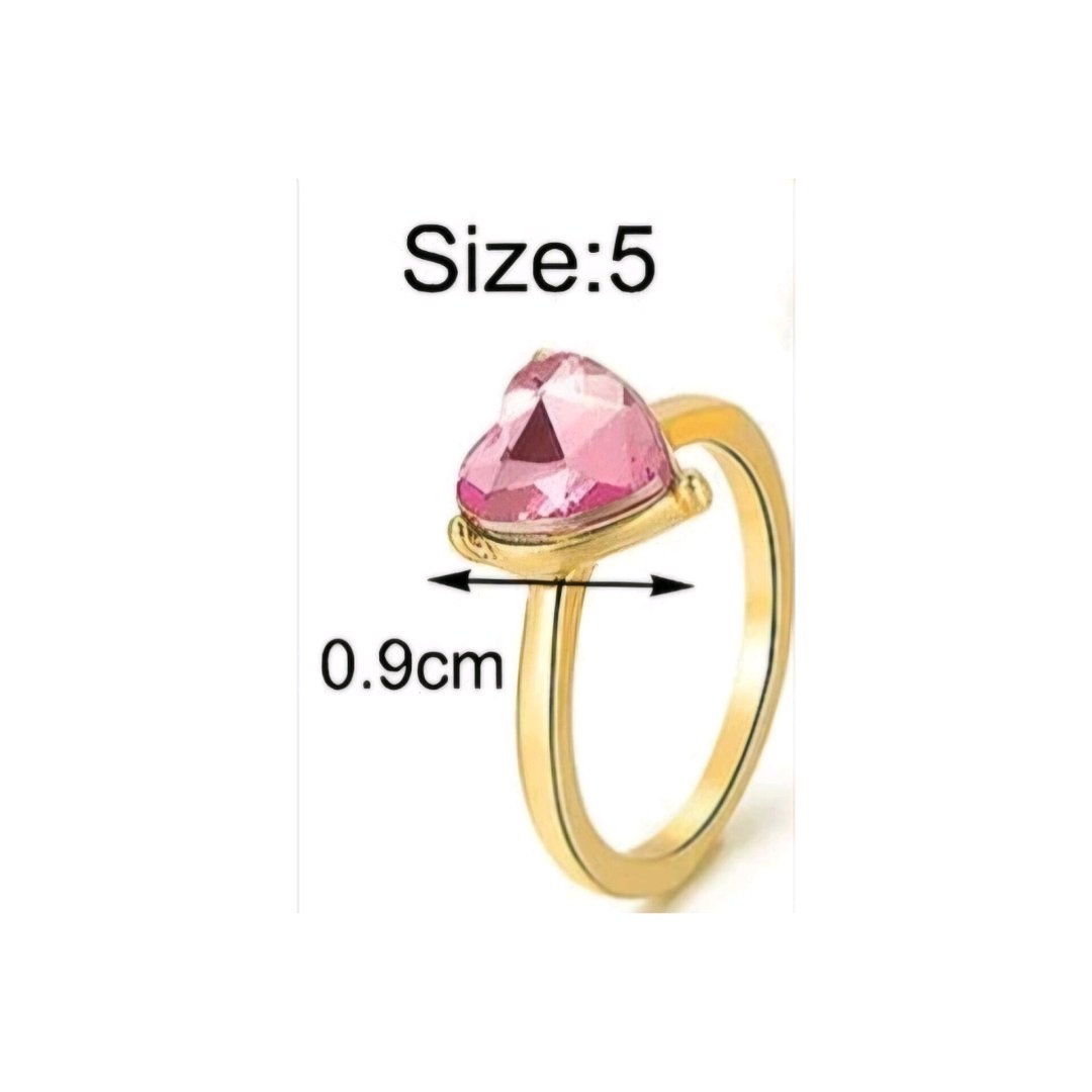 Pink Heart Gold Plated Stackable Rings For Women image 2