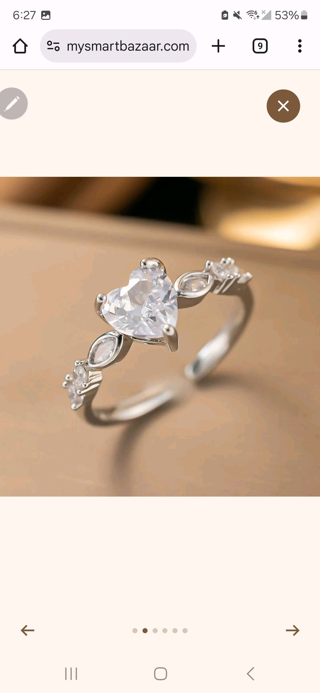 Anti-tarnish Heart Ring with a Gradient Necklace thumbnail 5