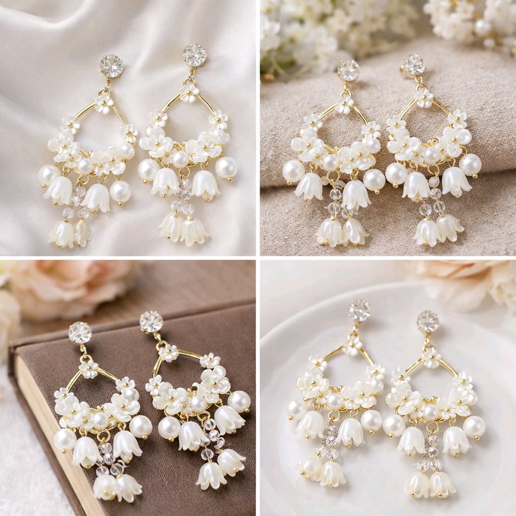 Ivory Blossom Pearl Drop Earrings thumbnail 4