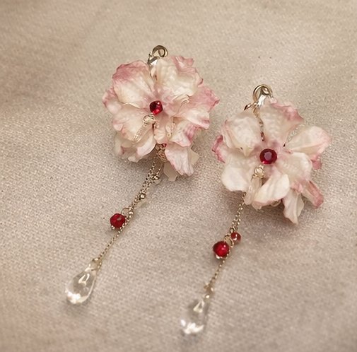 Blush Petal Statement Drop Earrings alternate