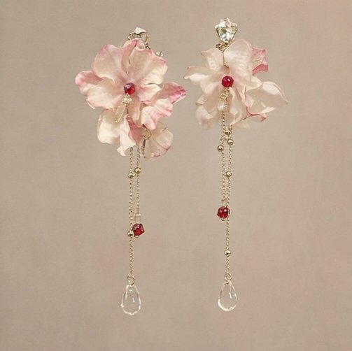 Blush Petal Statement Drop Earrings thumbnail 3