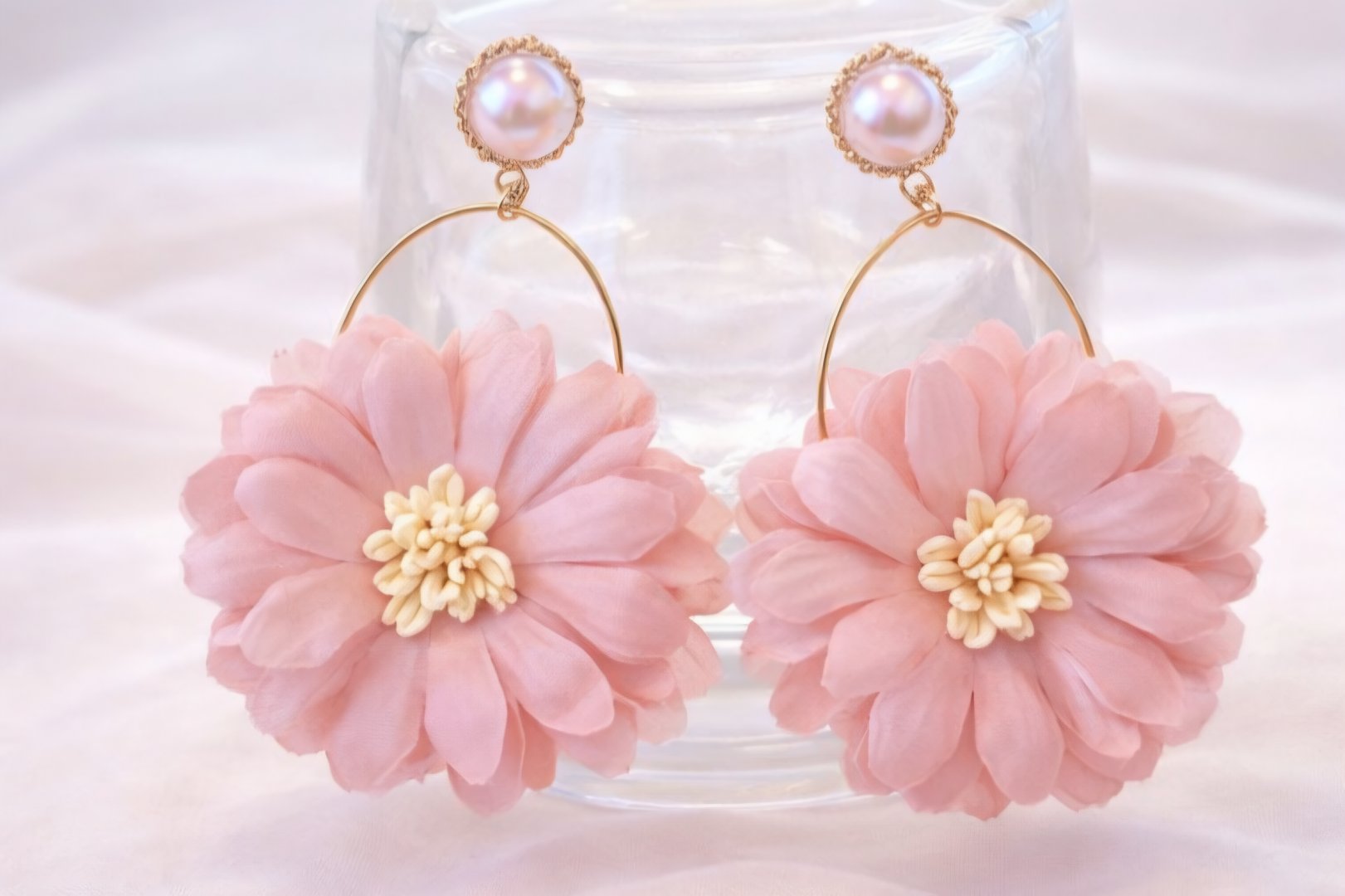 Blush Bloom Pearl Hoop Earrings thumbnail 3