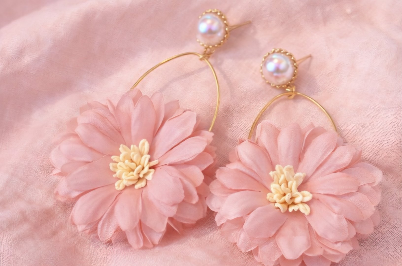 Blush Bloom Pearl Hoop Earrings thumbnail 4
