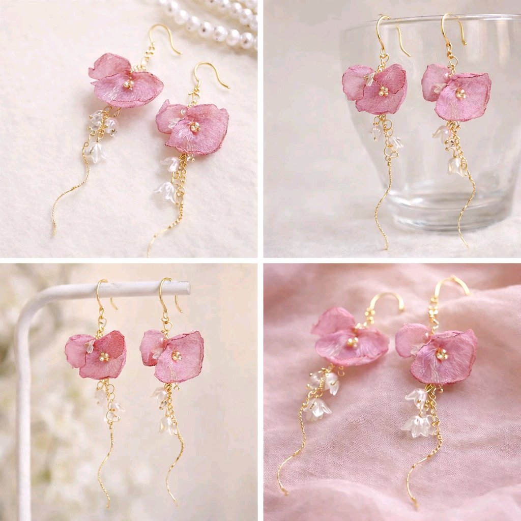 Blush Petal Drop Earrings thumbnail 3