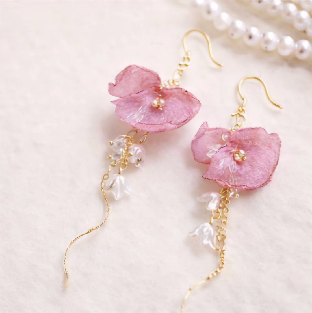Blush Petal Drop Earrings thumbnail 4