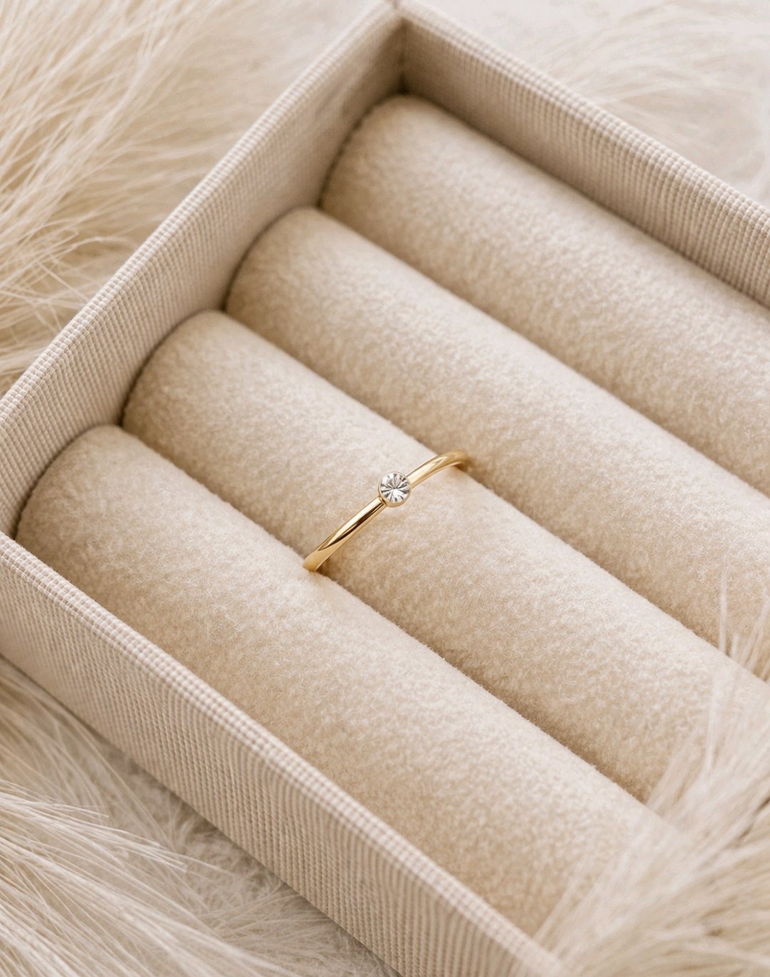 Golden White Stone ring