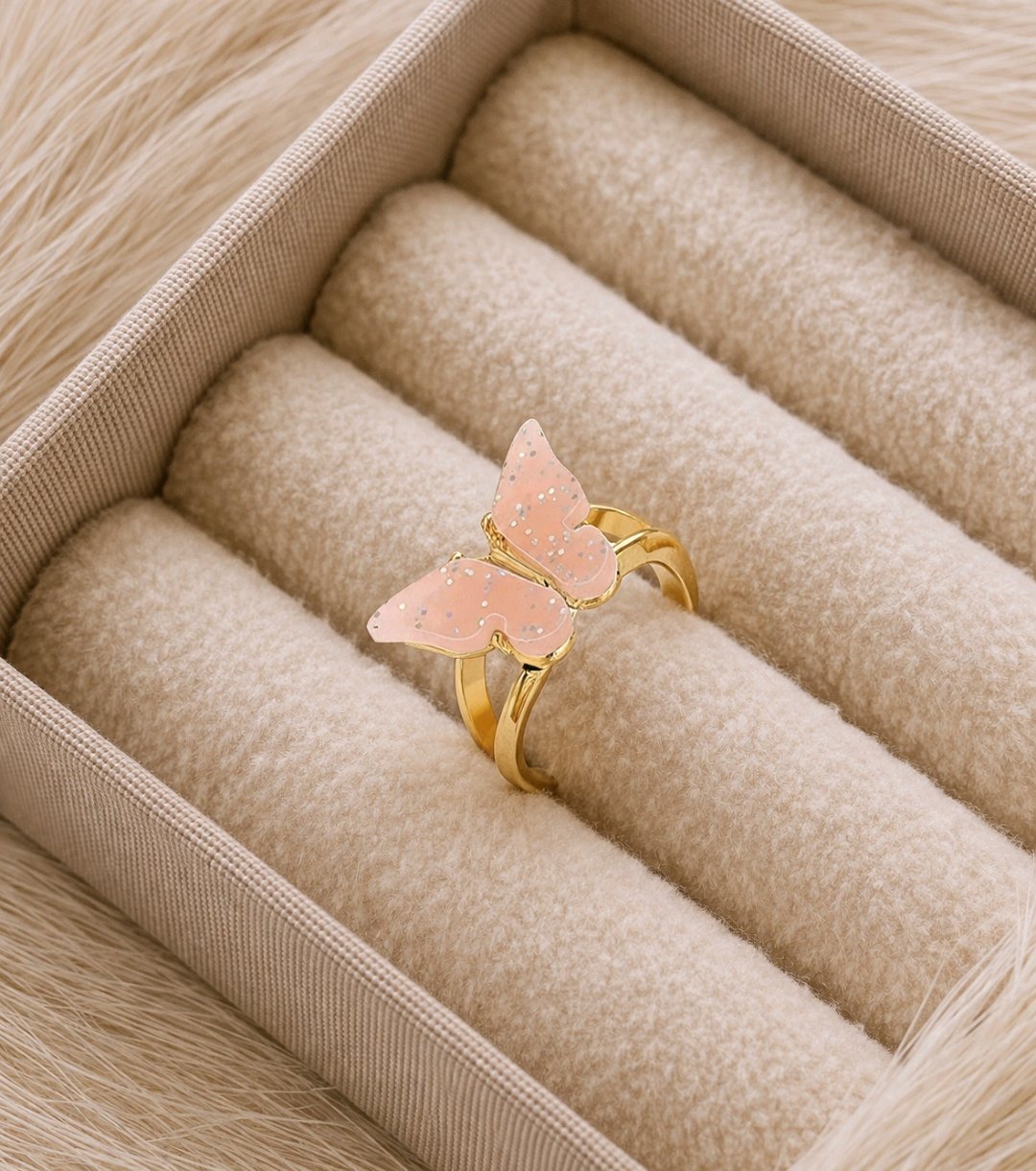 Gold Plated Butterfly Stackable Rings For Women
